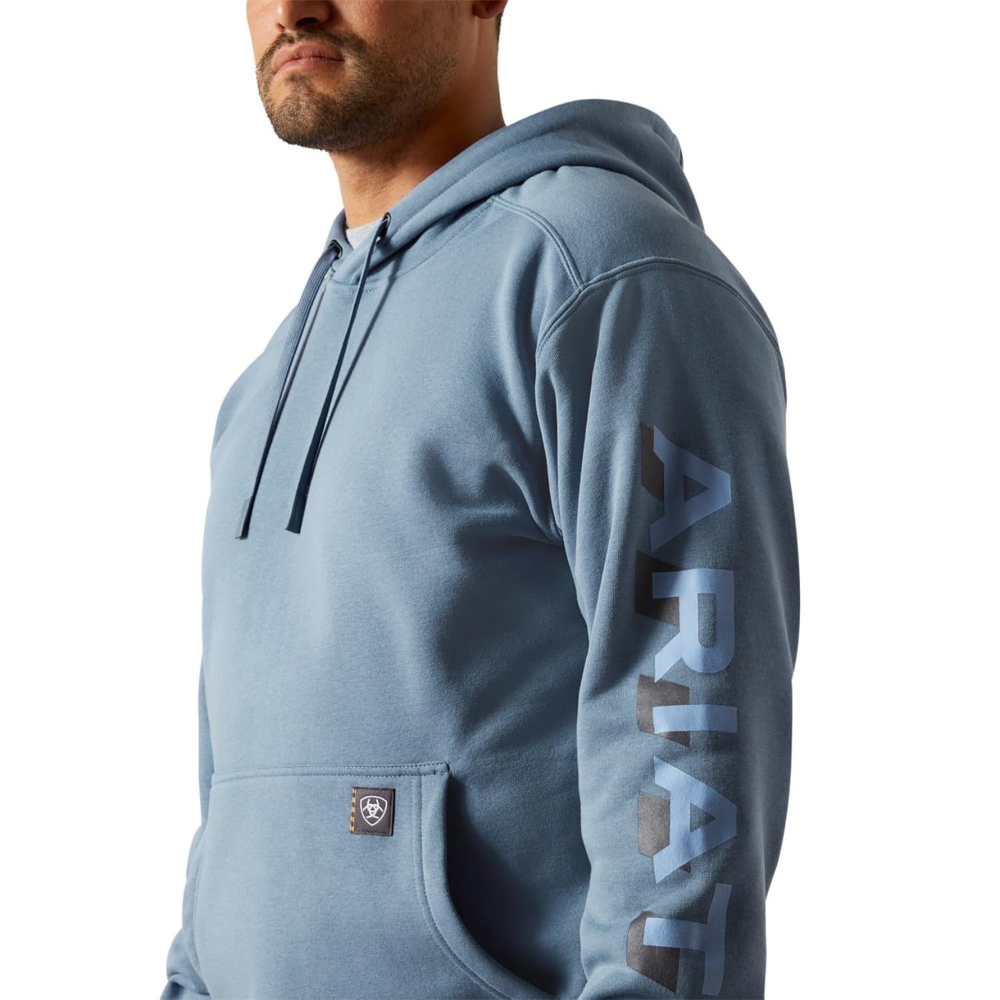 Ariat Rebar Lightweight Logo Hoodie, Moonlight Blue, XX-Large Tall