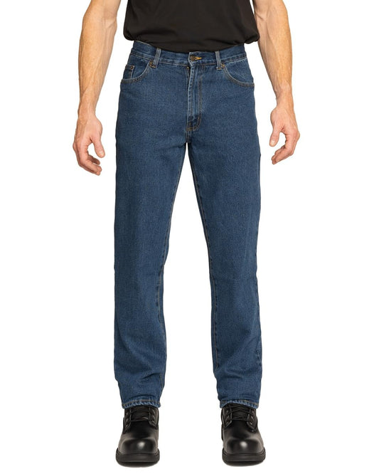 FULL BLUE 5 Pocket Denim Jeans, Regular Fit, Straight Legs, Sits at Waist, Medium Wash, 36x36