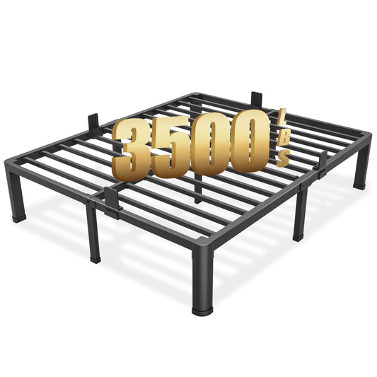 FUIOBYVV California King Bed Frame with Round Corner Edge Legs 14 inch High 3500 lbs Heavy Duty Metal Platform Bed Frame King Size No Box Spring Needed/Noise Free/Steel Slat Support/Non-Slip Black