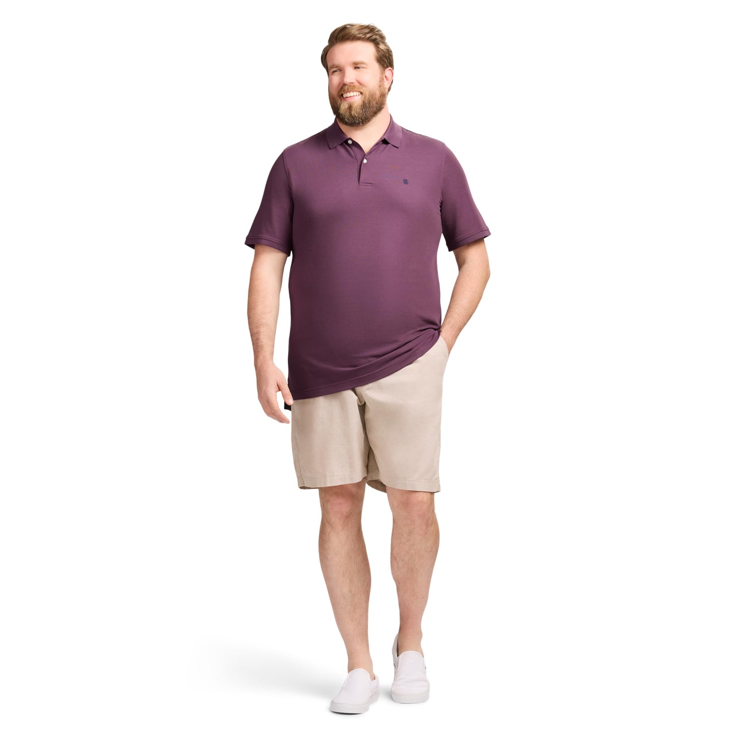 IZOD Men's Big and Tall Advantage Performance Short Sleeve Polo Shirt, Plum Perfect