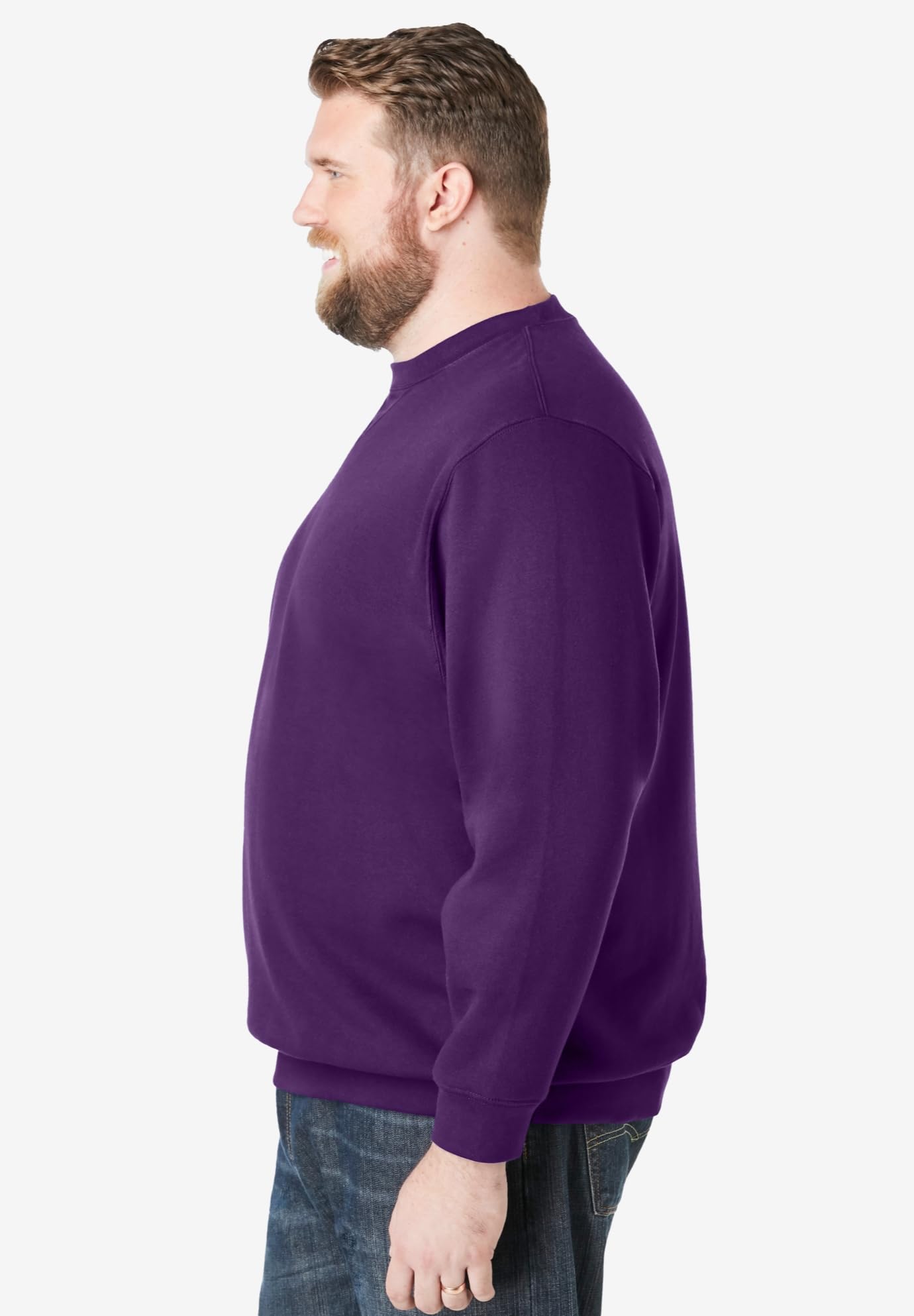 KingSize Men's Big & Tall Fleece Crewneck Sweatshirt - 5XL, Vintage Purple