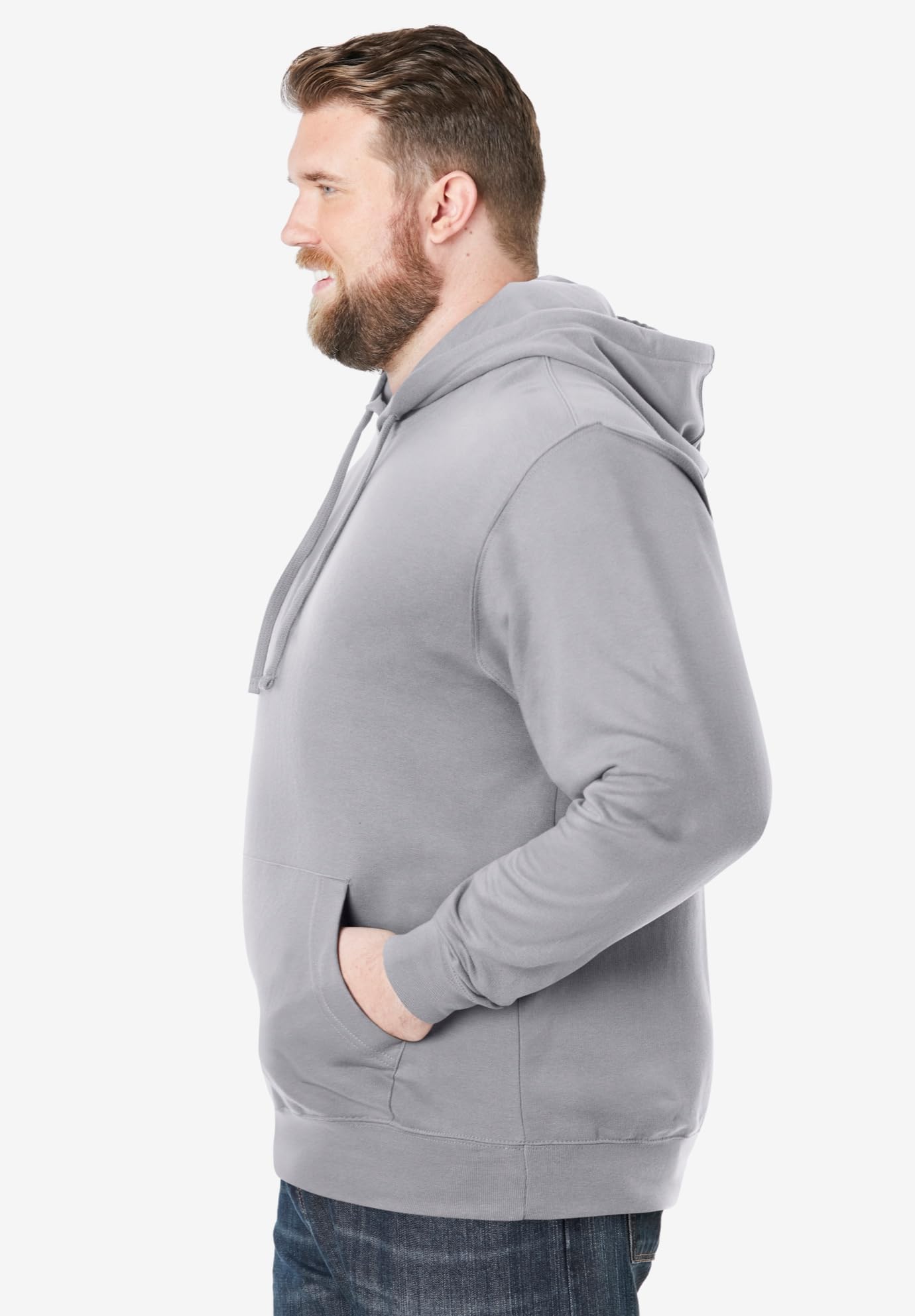KingSize Men's Big & Tall Fleece Pullover Hoodie - 5XL, Grey