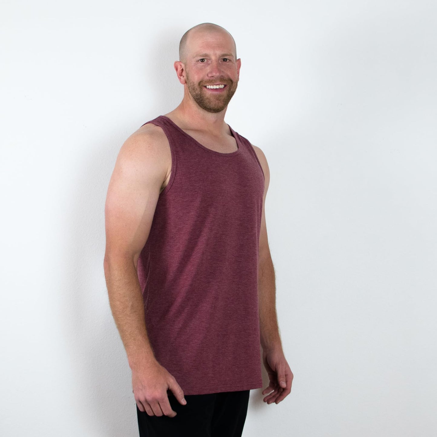Men's Tall Slim-Fit Orginal Tank Top Shirt, Soft Polyester Blend Long Tee (Tall, Small, Red)