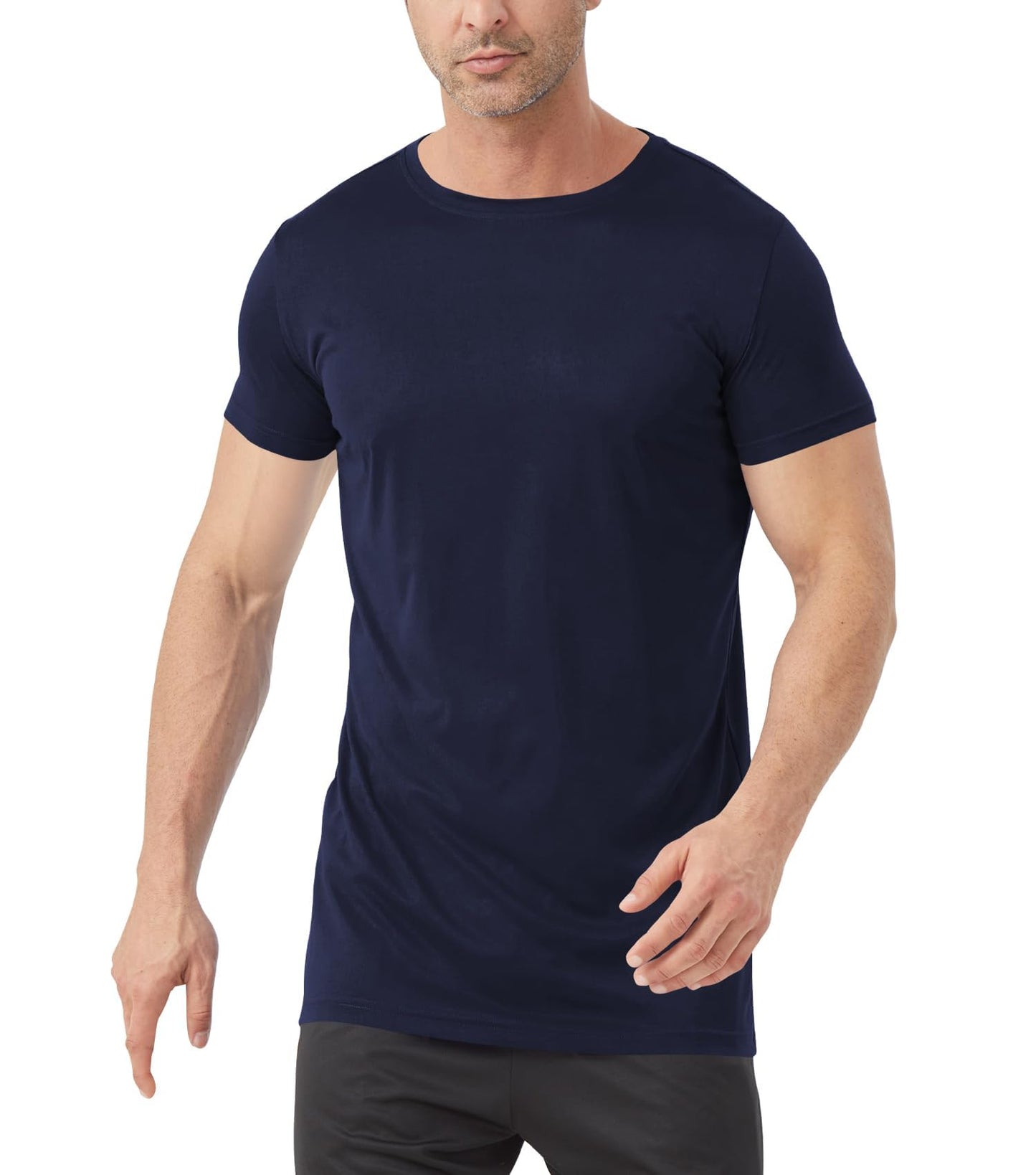 Idtswch Men's Tall T-Shirt Rash Guard UPF 50+ T-Shirt Quick Dry Swim Water Top Tee Short Sleeve Athletic Shirts Navy-L