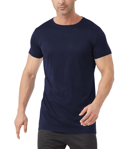 Idtswch Men's Tall T-Shirt Rash Guard UPF 50+ T-Shirt Quick Dry Swim Water Top Tee Short Sleeve Athletic Shirts Navy-L