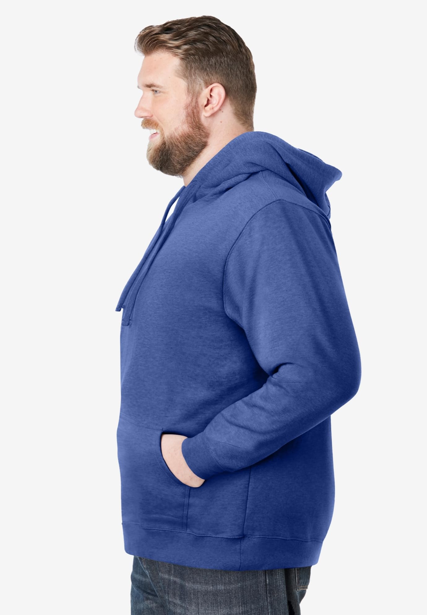 KingSize Men's Big & Tall Fleece Pullover Hoodie - 8XL, Heather Navy