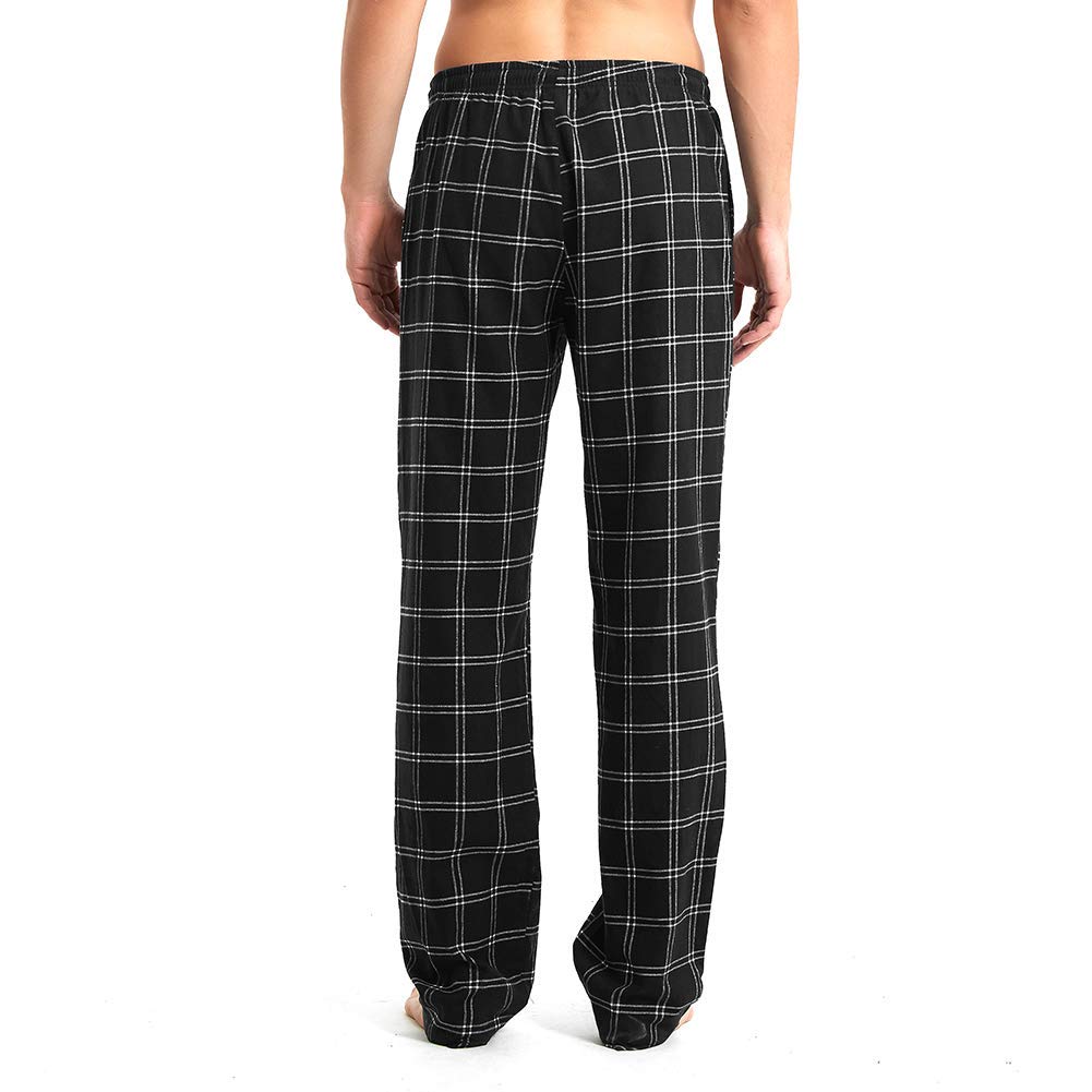 Idtswch Mens Tall Pajama Pants 38" Inseam Plaid Lounge Pants Sleepwear Pajama Bottoms 100% Cotton Black/White