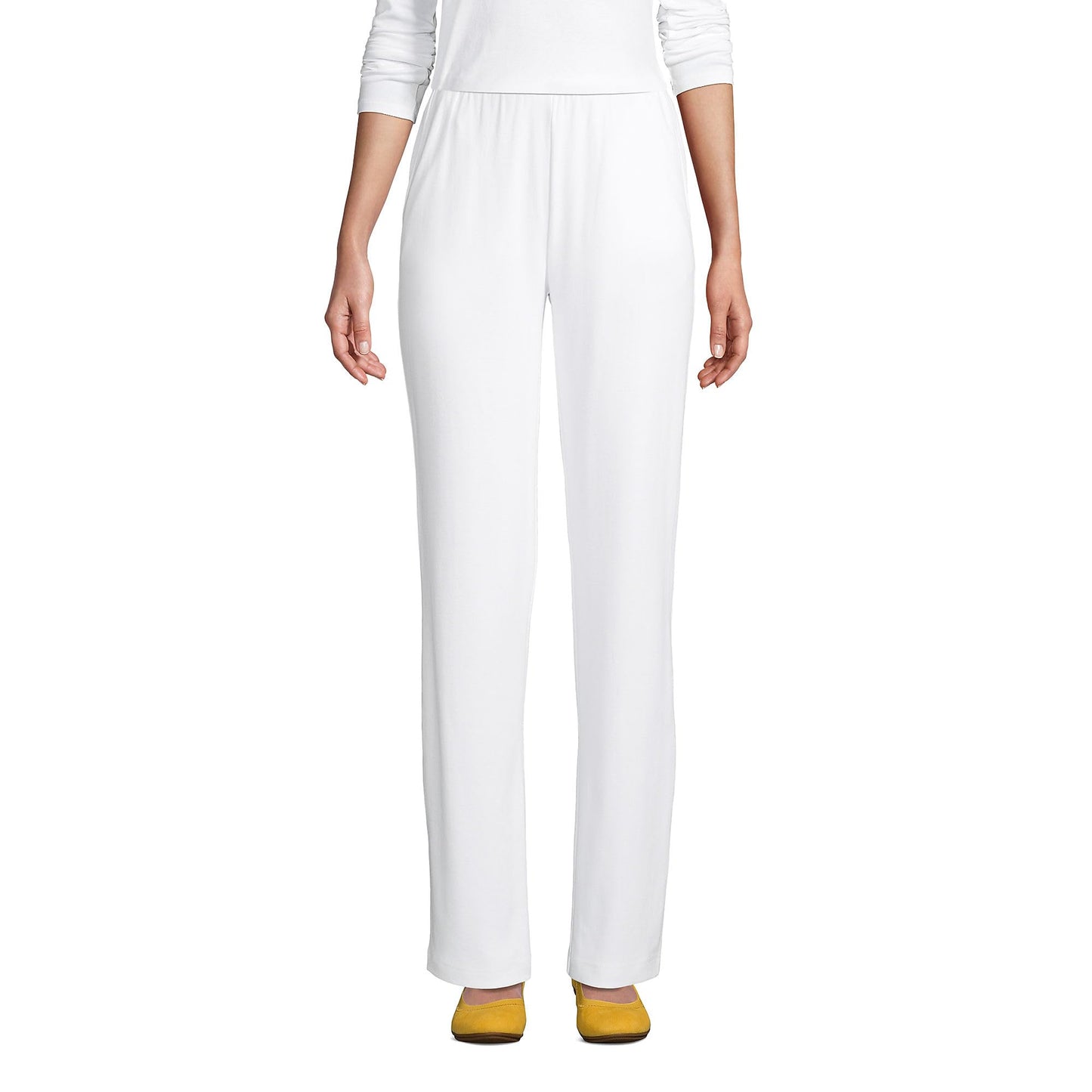 Lands' End Women s Sport Knit Pants White Tall Medium