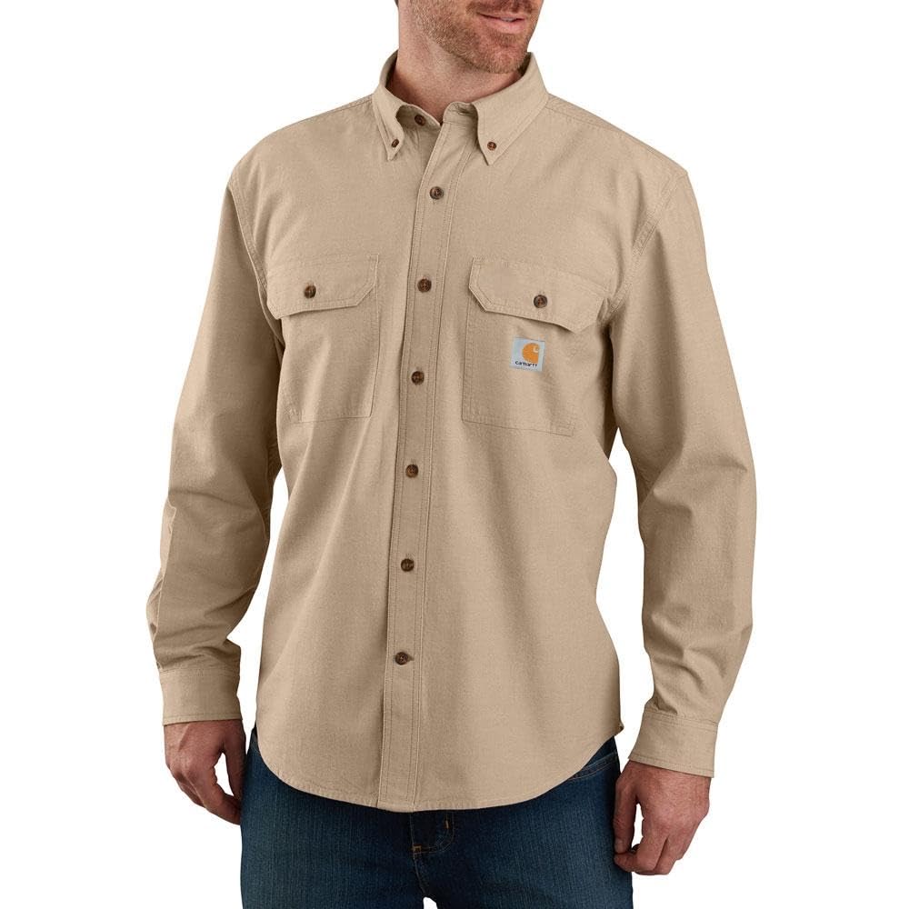 Carhartt Men's Loose Fit Midweight Chambray Long-Sleeve Shirt (Big & Tall), Dark Tan Chambray, XX-Large Tall
