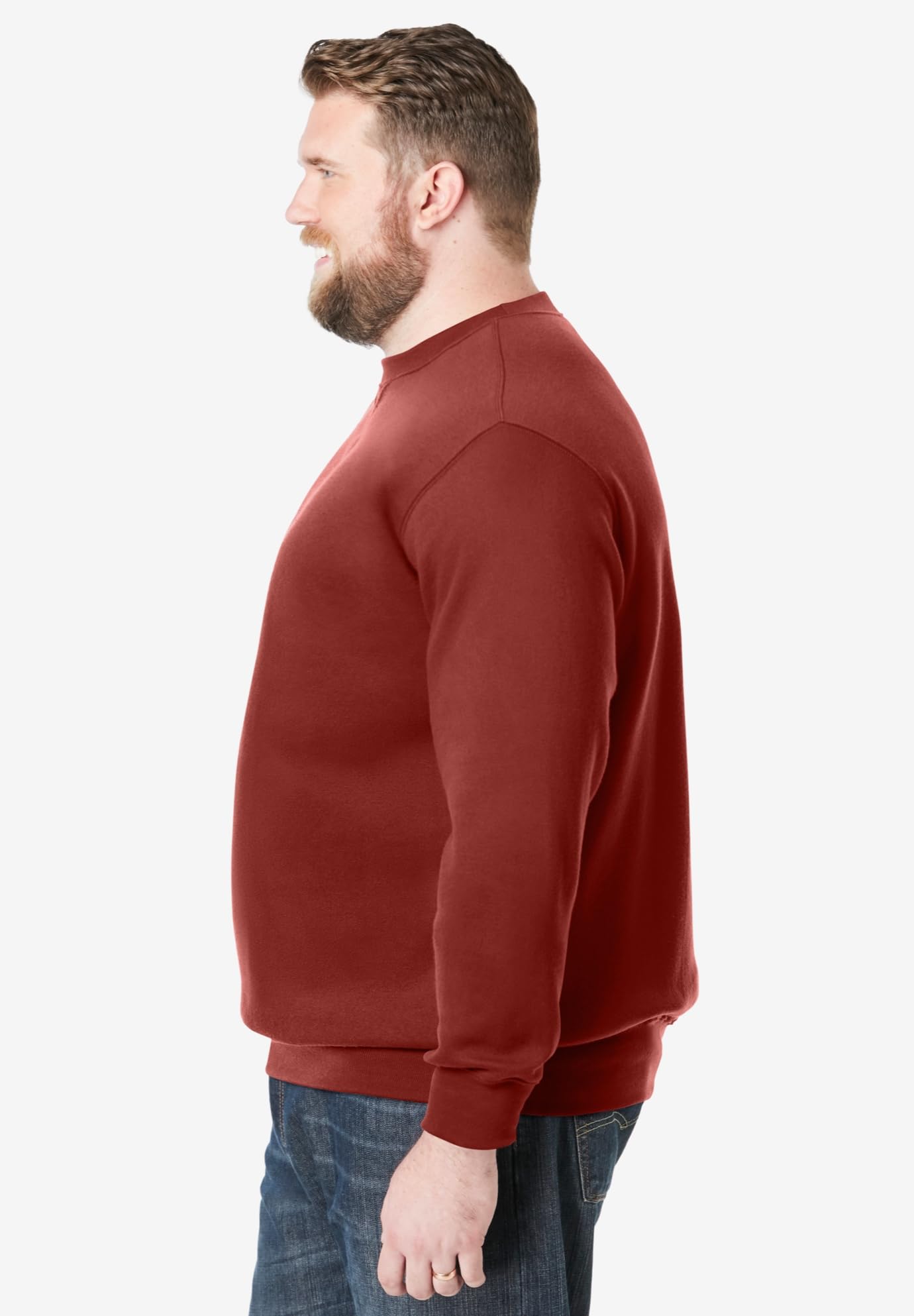 KingSize Men's Big & Tall Fleece Crewneck Sweatshirt - L, Mountain Red