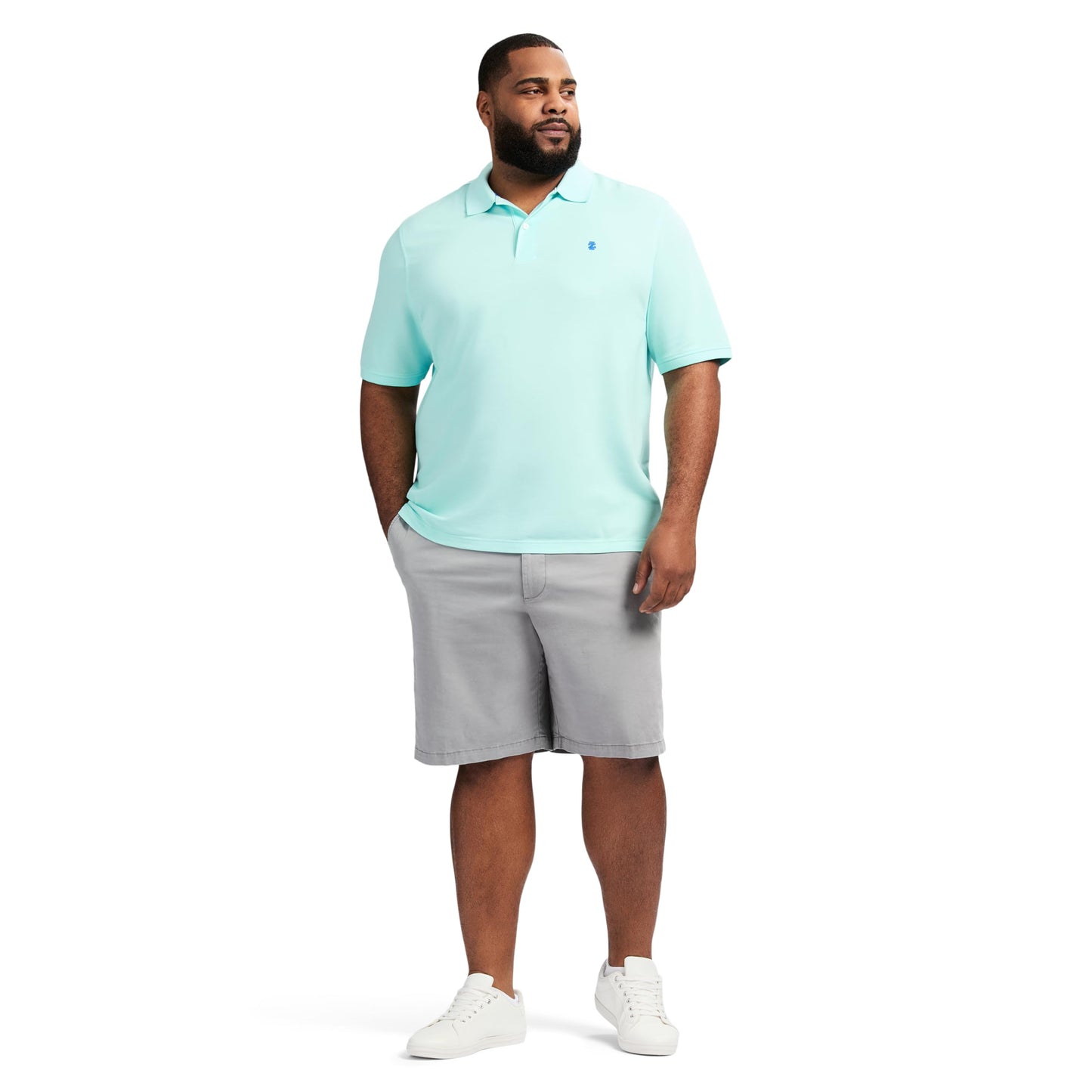 IZOD Men's Big and Tall Advantage Performance Short Sleeve Polo Shirt, Limpet Shell, 4X-Large Tall