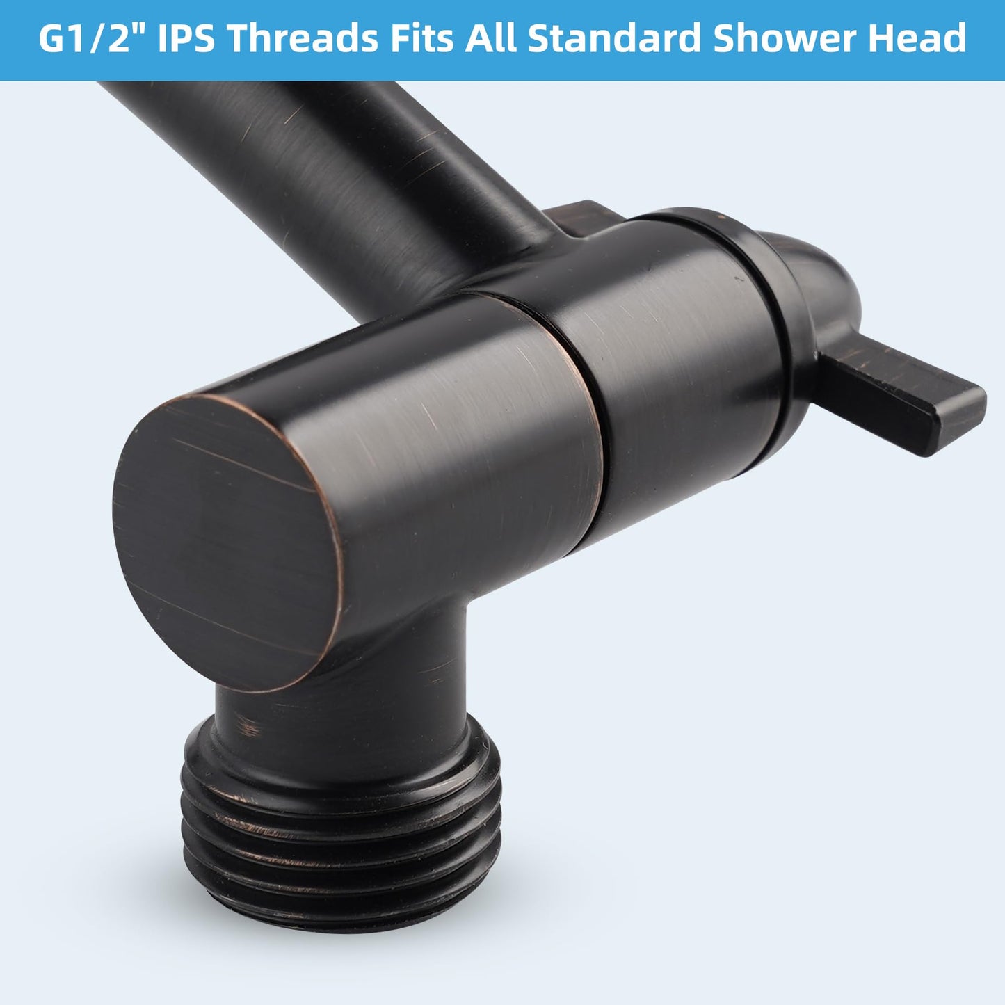 Hibbent All Metal 16'' Shower Head Extension Arm, Solid Brass Flexible Height & Angle Adjustable Shower Head Arm Extender with Lock Joints, Stainless Steel G1/2 Universal Connection, Oil-Rubbed Bronze