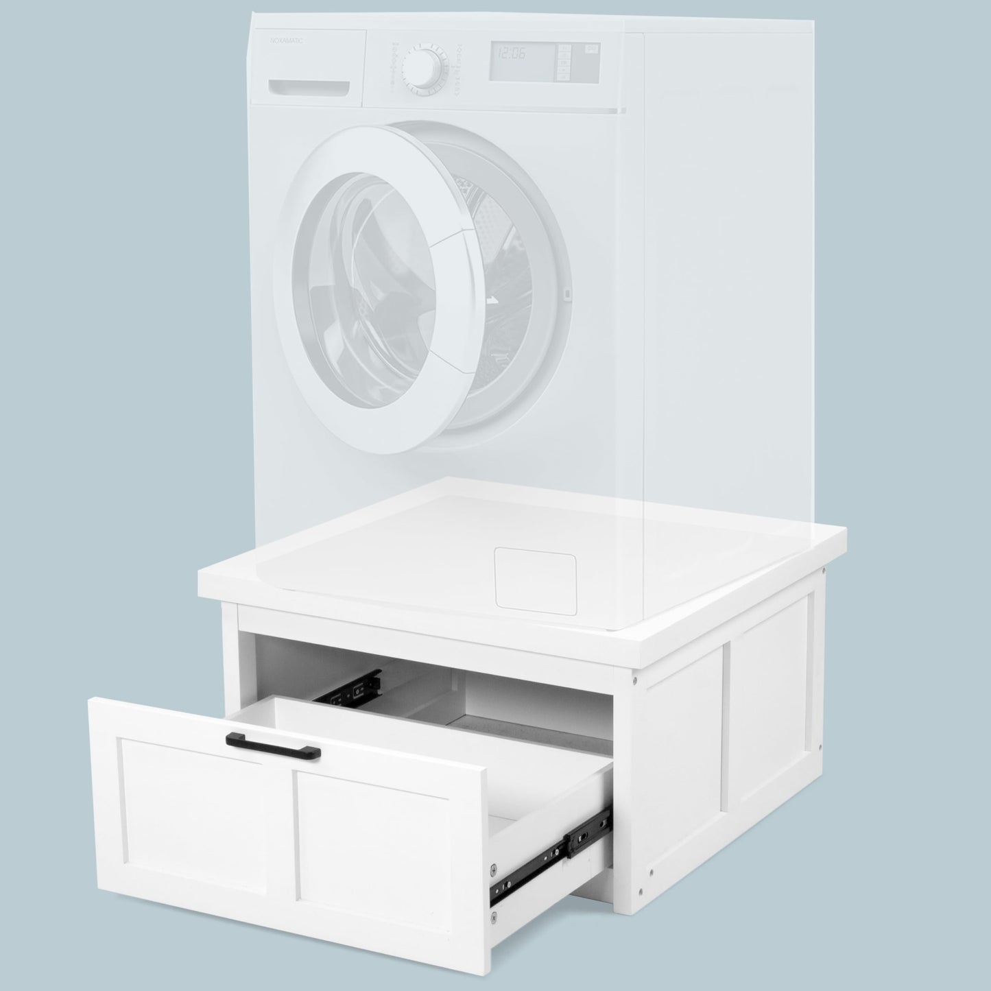 Ilyapa Washer and Dryer Stand - Universal Wooden Laundry Pedestal Base with Drawer - Compatible with Samsung, LG, GE, Maytag - 28x28x16 in.