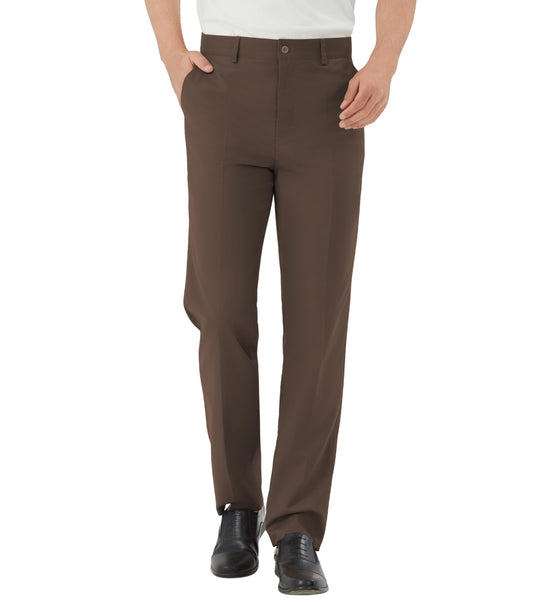 Men's Tall Classic Fit Flex Flat Front Dress Pants Formal Pants for Business & Office Brown