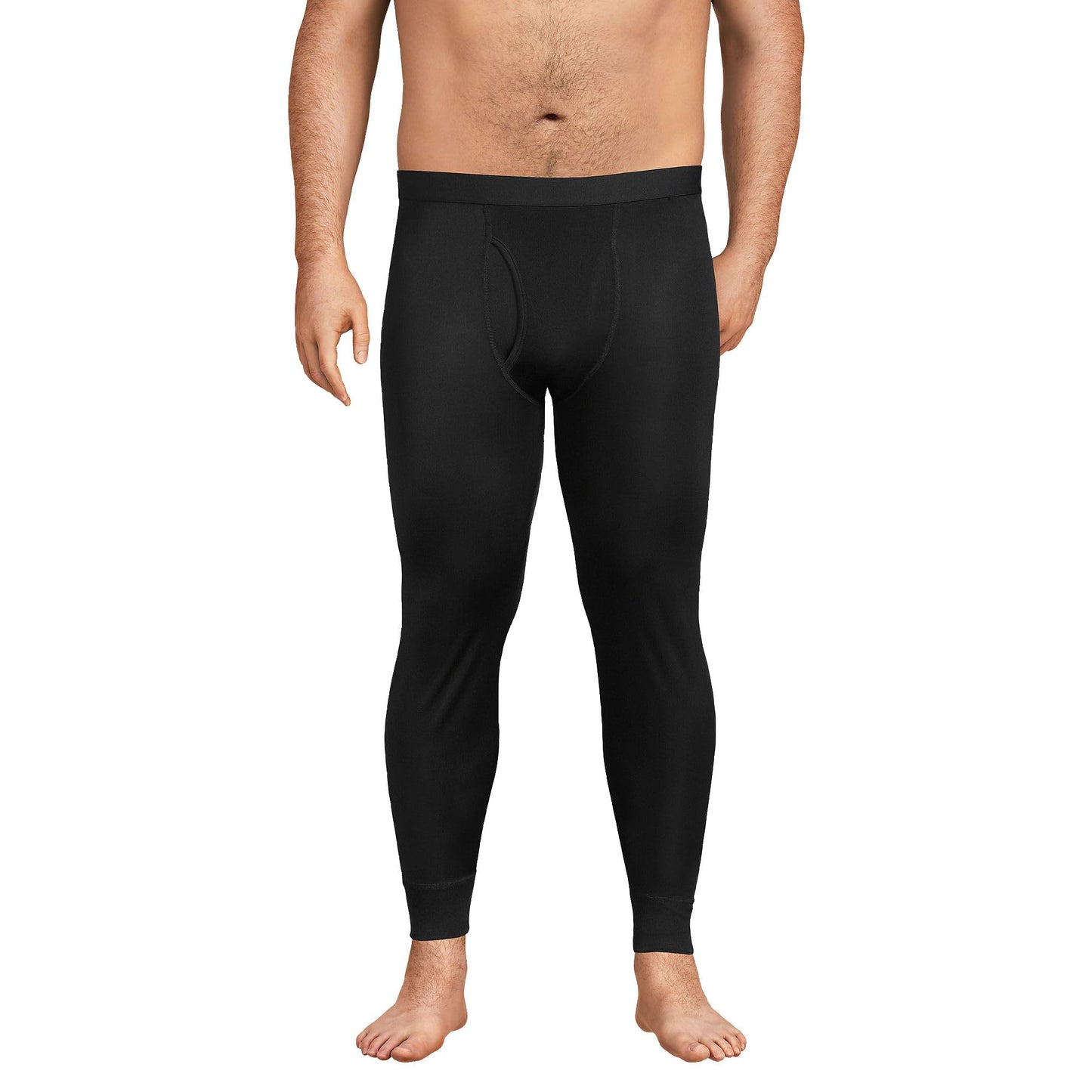 Lands' End Mens Silk Interlock Pant Black Big and Tall 3xlt