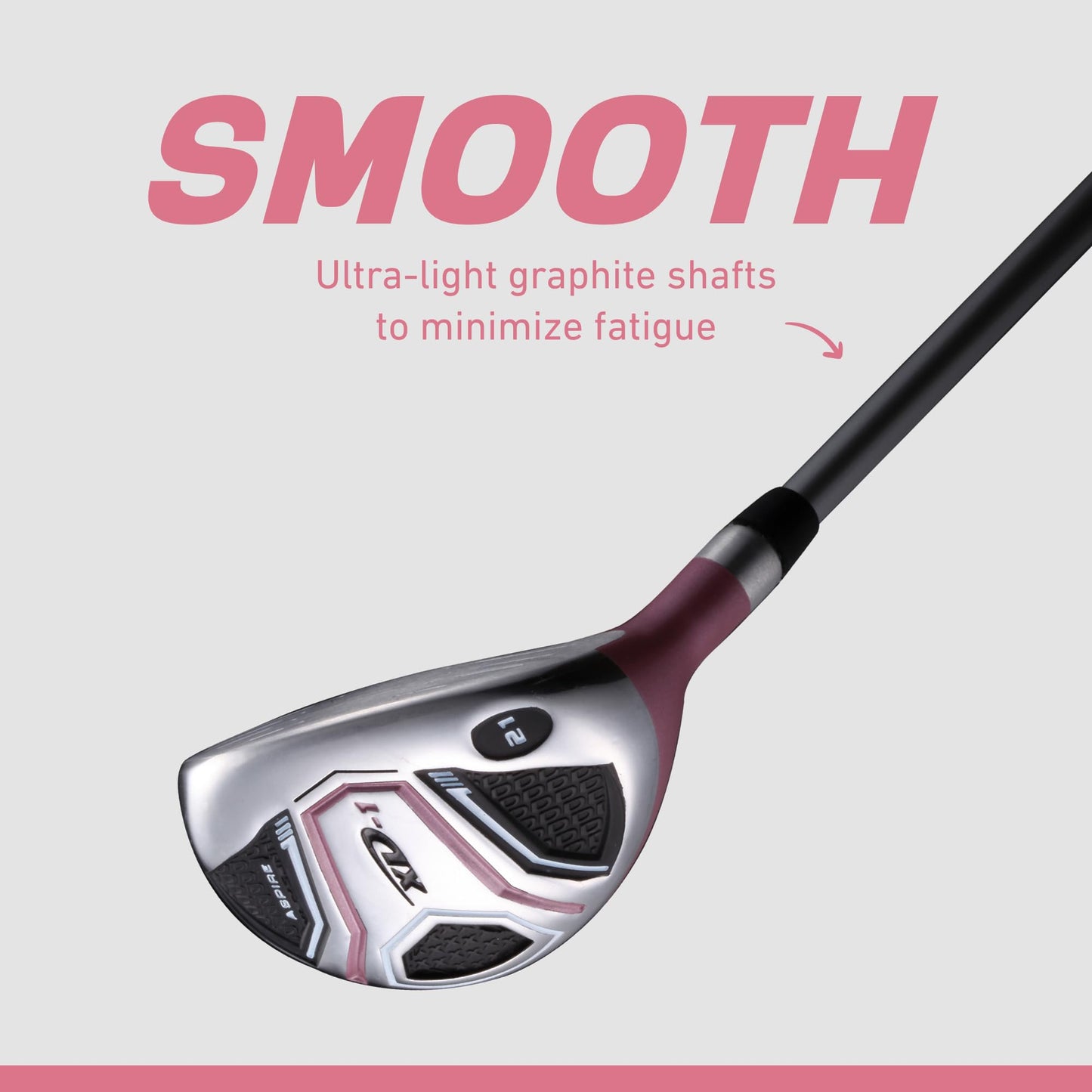 Aspire XD1 Womens Golf Clubs Full Set, Includes Driver, Fairway, Hybrid, 6-PW Irons, Putter, Stand Bag, 3 H/C's, Ultra-Light Graphite Shafts, Golf Clubs Women Right Handed, Comes in 3 Sizes, Pink