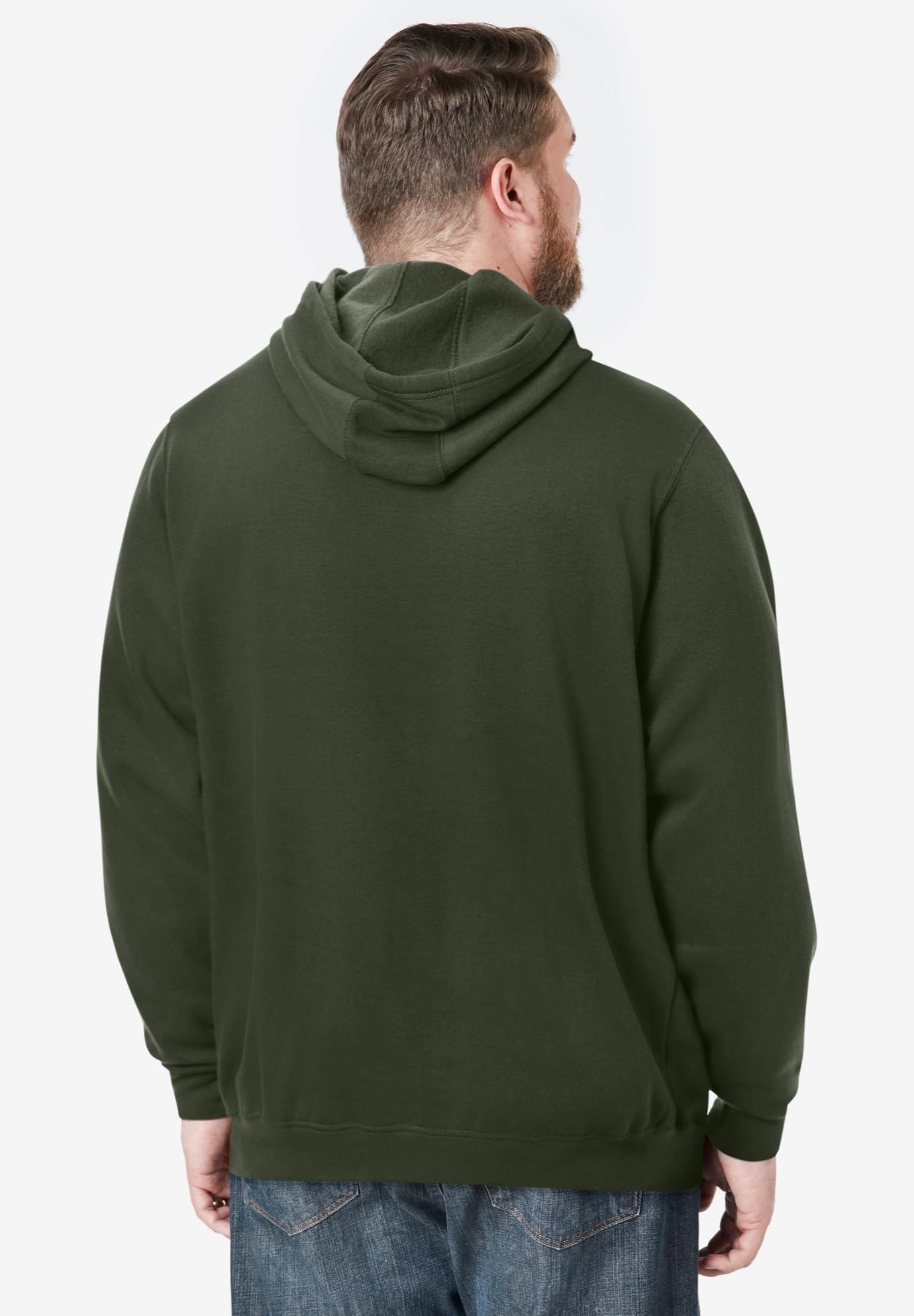 KingSize Men's Big & Tall Fleece Pullover Hoodie - L, Deep Olive