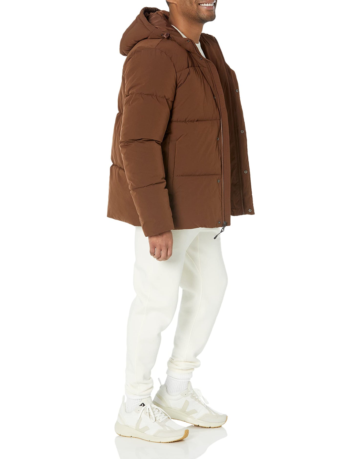Amazon Essentials Men's Mid-Length Hooded Puffer Coat (Available in Big & Tall), Deep Brown, 4X-Large Big Tall