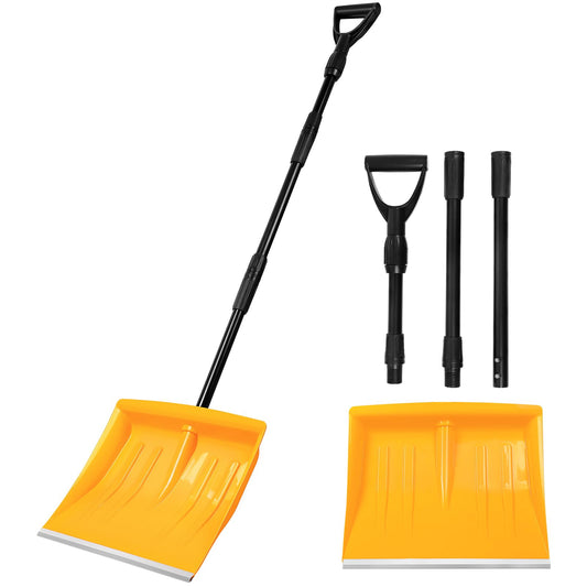Snow Shovel for Driveway Stairs Decks Garage Snow Removal with Telescopic 52-59 inch Long Handle Lightweight Household Snow Shovel for Soft and Light Snow Removal (16 inch Wide)