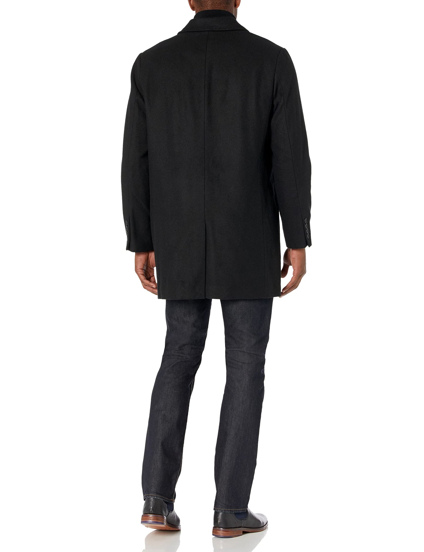 Dockers Men's Henry Wool Blend Top Coat (Regular and Big Sizes), Black, Large Tall