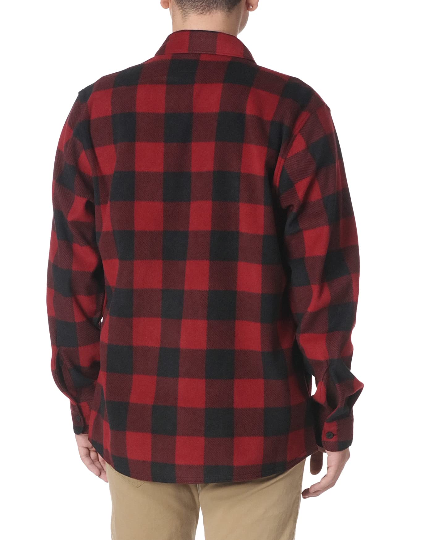 Wrangler Authentics Men's Long Sleeve Heavyweight Fleece Shirt Red Buffalo Plaid X-Large Tall