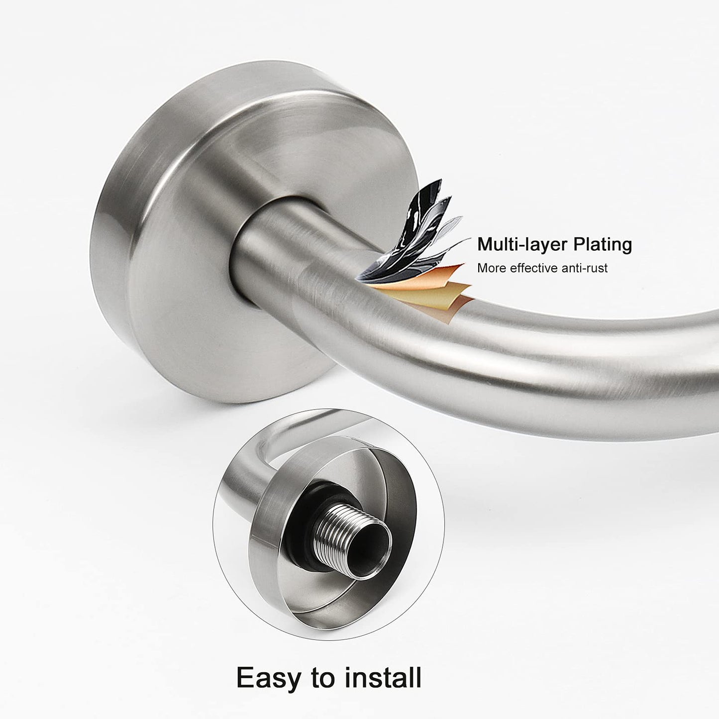 NearMoon S Shaped Shower Head Riser Pipe, Shower Extender Arm with Flange, Standard 1/2" Connection- Bathroom Accessory, 10 Inch (1 Pack, Brushed Nickel)