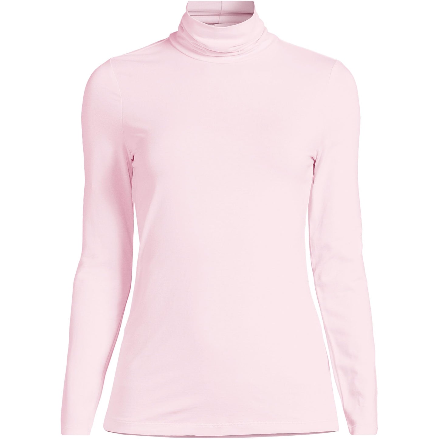 Lands' End Womens Long Sleeve Shaped LWCM Turtleneck Pink Fog Tall X-Large