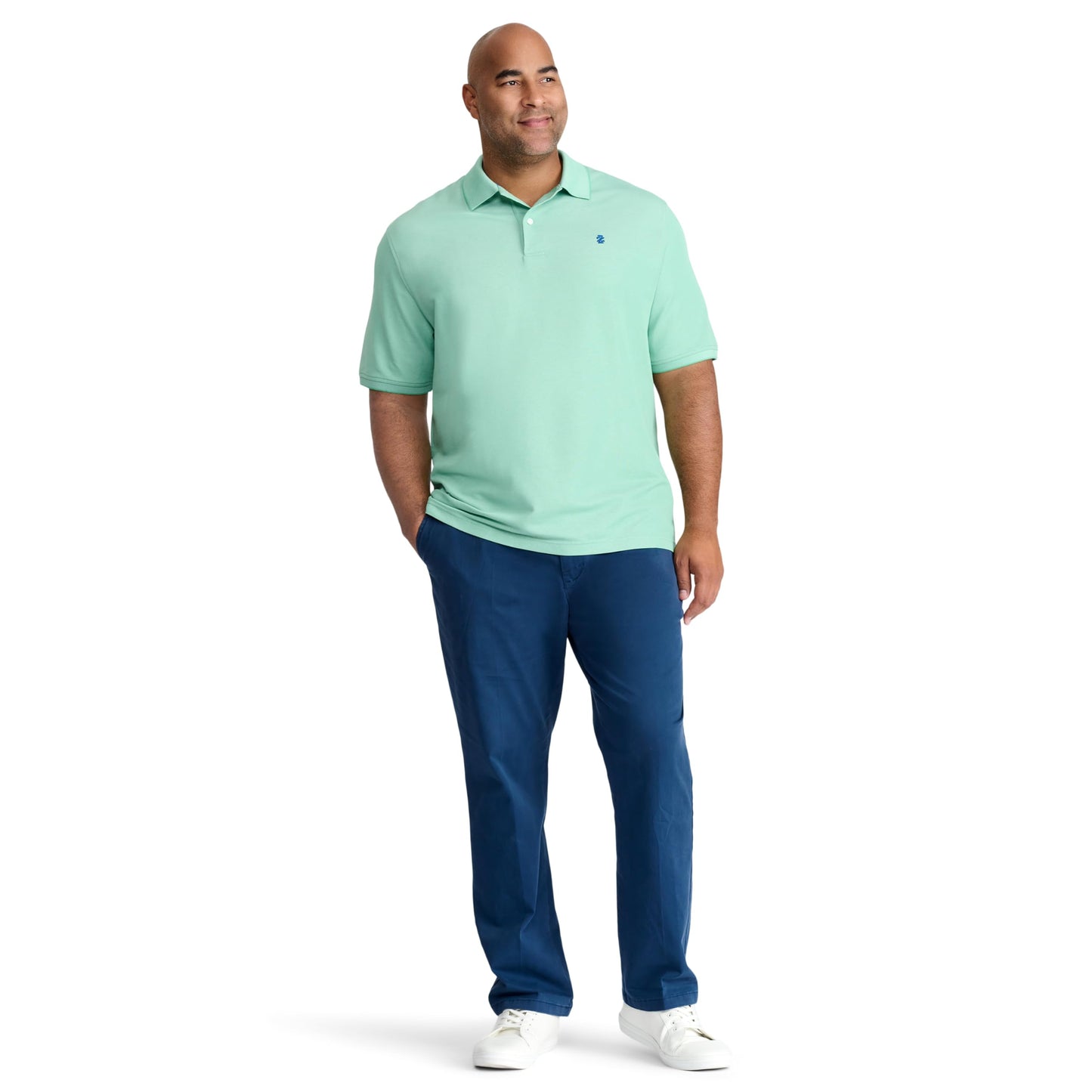 IZOD Men's Big Advantage Performance Short Sleeve Polo Shirt, Green Spruce, Large Tall