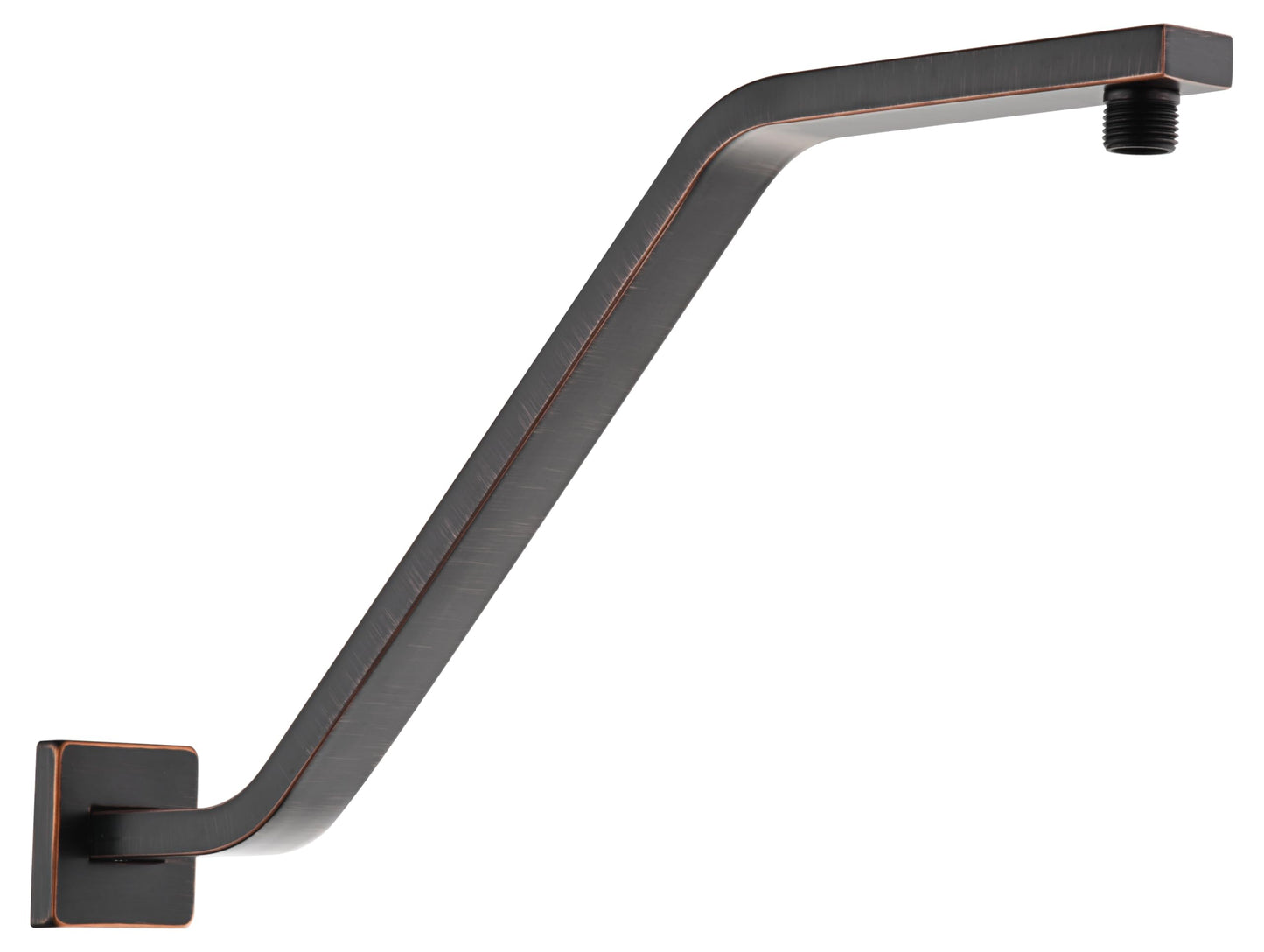 Square Shower Head Extension Arm with Flange, 16.5 Inch Z/S Shaped High Rise Shower Pipe Extender Wall-Mounted for Fixed Bathroom, Shower Head Goose Neck Arm - Extra Long Thread (Oil Rubbed Bronze)