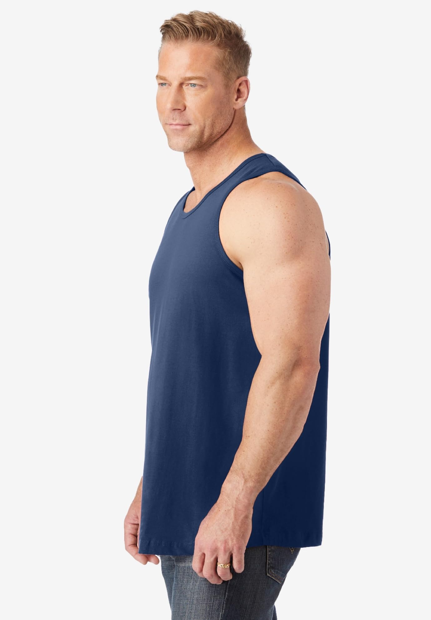 KingSize Men's Big & Tall Shrink-Less Lightweight Longer-Length Tank - XL, Navy