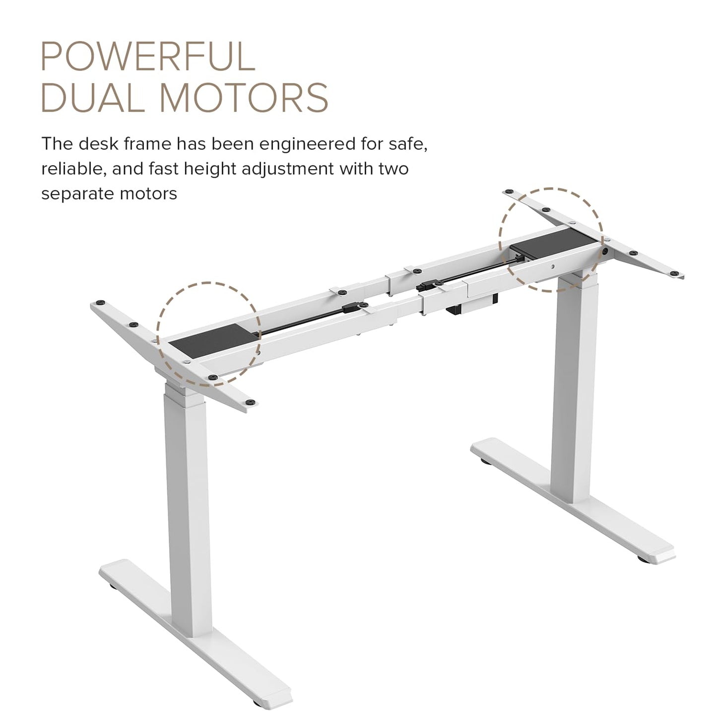 POUT TEKDEC Dual Motor 3-Stage Electric Adjustable Standing Computer Desk Base 24.4” - 51" Height for Home and Office (Black) - 51" Max Height