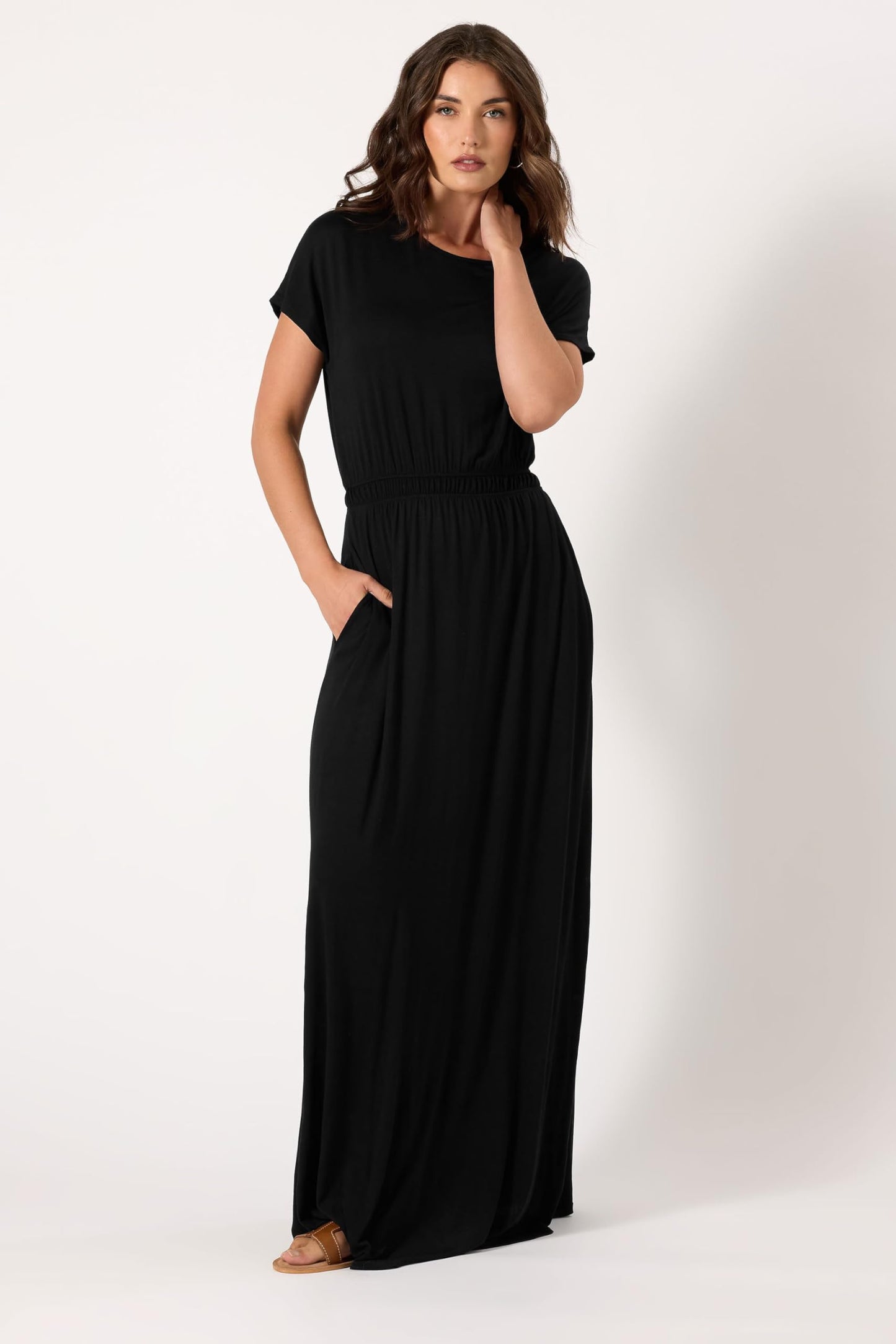 Long Tall Sally LTS Tall Shirred Waist Maxi Dress Black 4