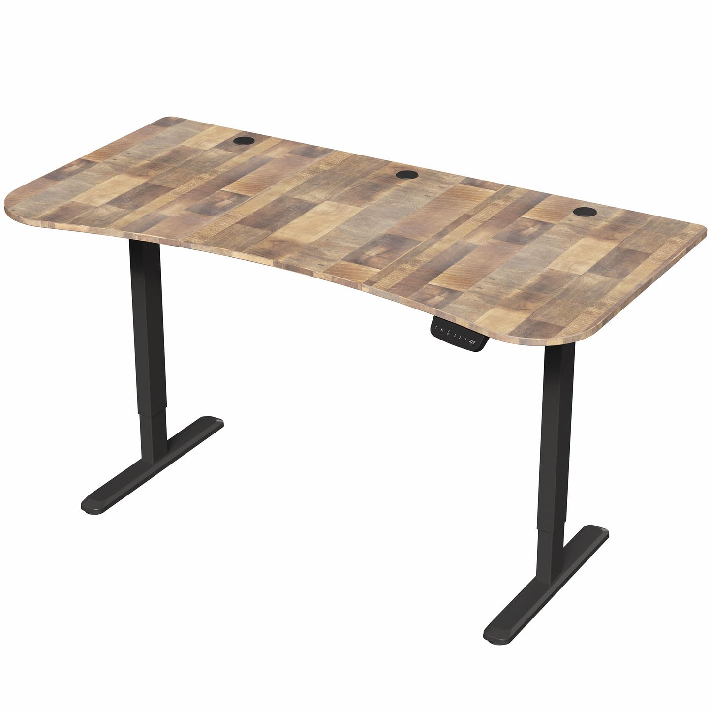 VIVO Electric 63 x 32 in Standing Desk, Memory Height Adjustment, 176 lb Frame Support, 2E Series, Reclaimed Wood Top Black Frame, DESK-KIT-2EBP - 51" Max Height