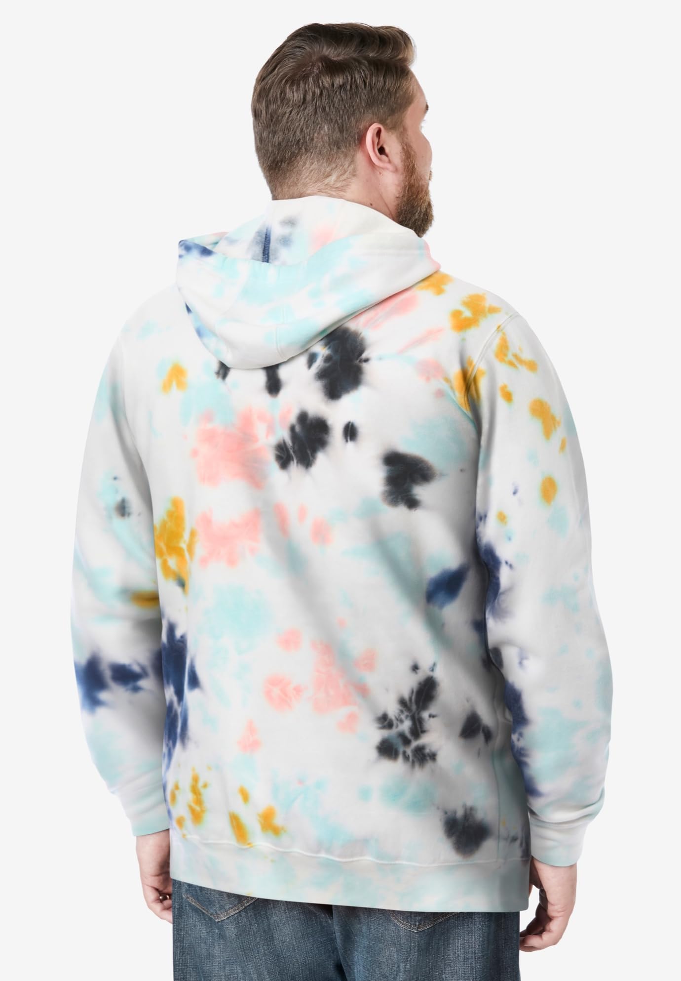KingSize Men's Big & Tall Fleece Pullover Hoodie - L, Cool Blue Marble