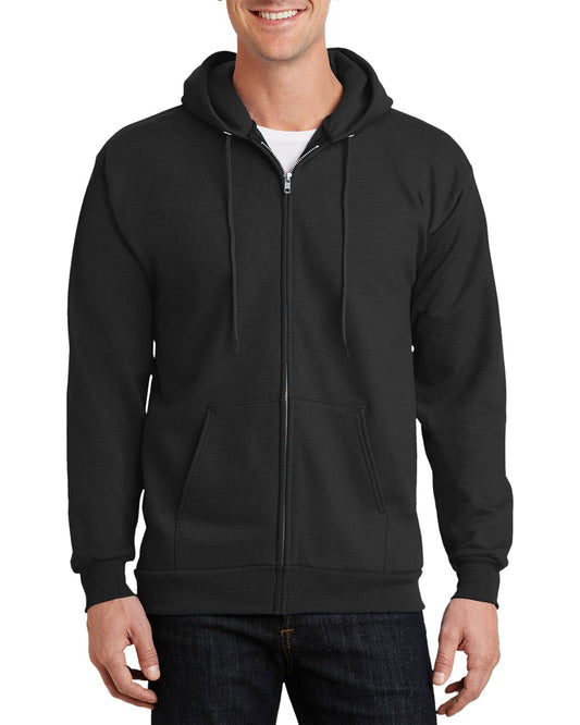 JustBlanks Mens Long Sleeve Hooded Sweatshirt Heavyweight Full-Zip Fleece Hoodie Sweatshirt for Men - Jet Black - 2XLT
