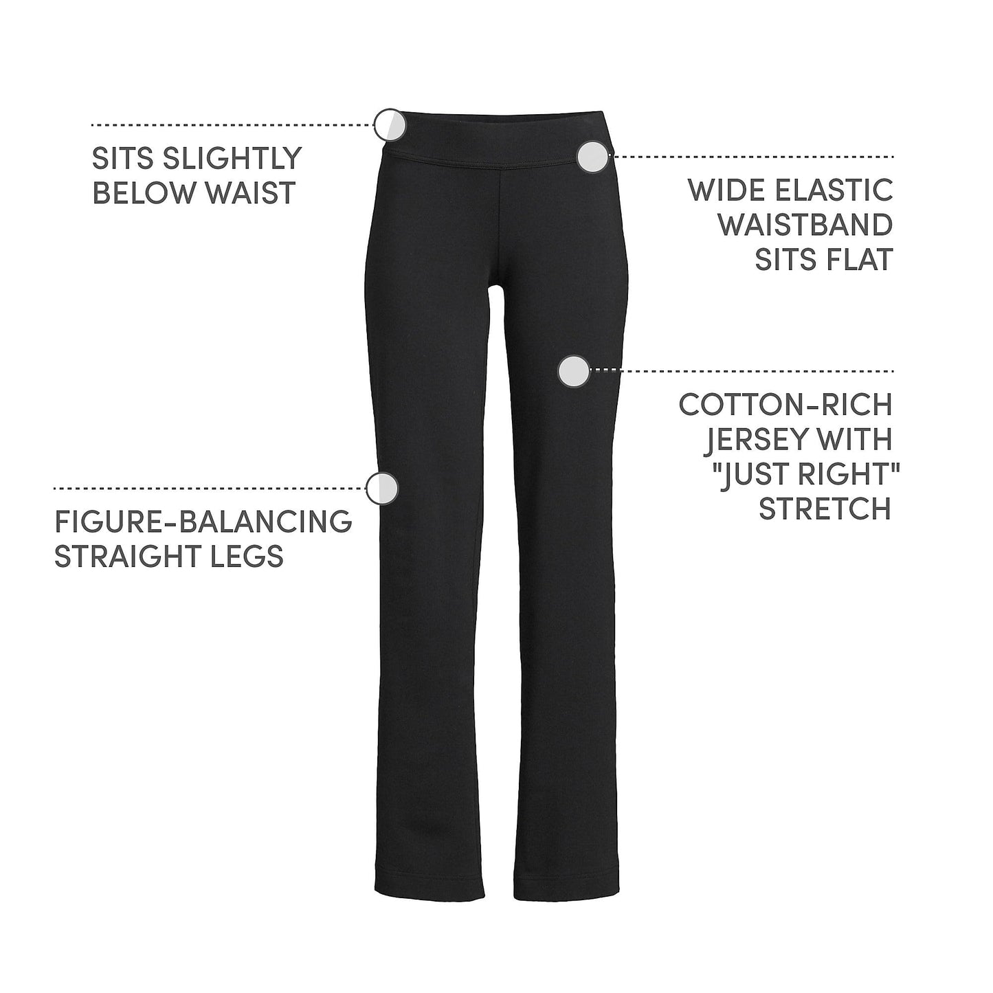 Lands' End Womens Starfish Straight Pants Black Tall Medium