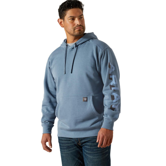 Ariat Rebar Lightweight Logo Hoodie, Moonlight Blue, XX-Large Tall