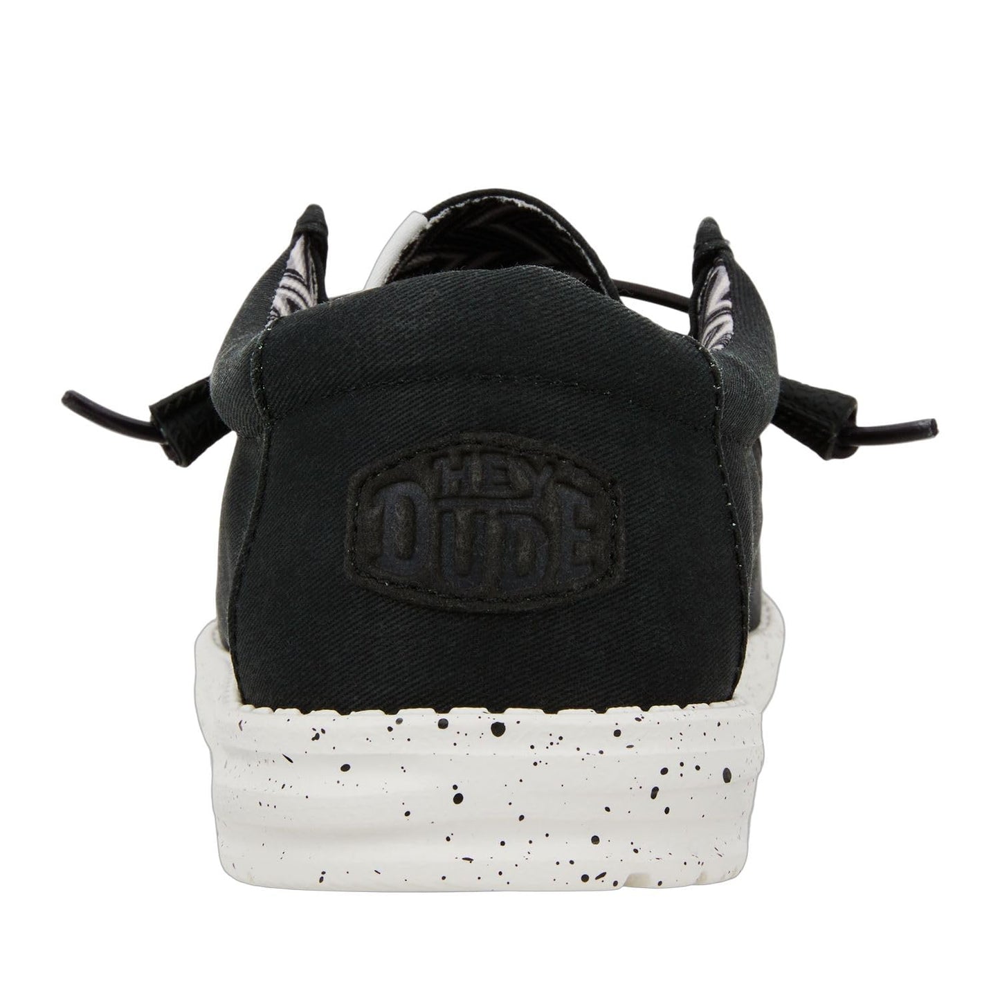 HEYDUDE Men's Wally Stretch Canvas Black/White Size 14 | Men's Shoes | Men Slip-on Loafers | Comfortable & Light-Weight