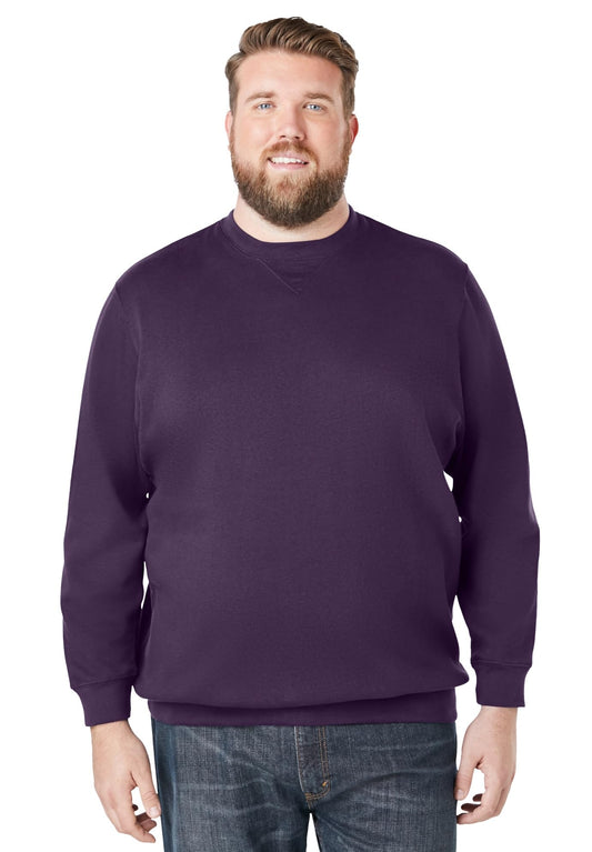 KingSize Men's Big & Tall Fleece Crewneck Sweatshirt - 7XL, Blackberry