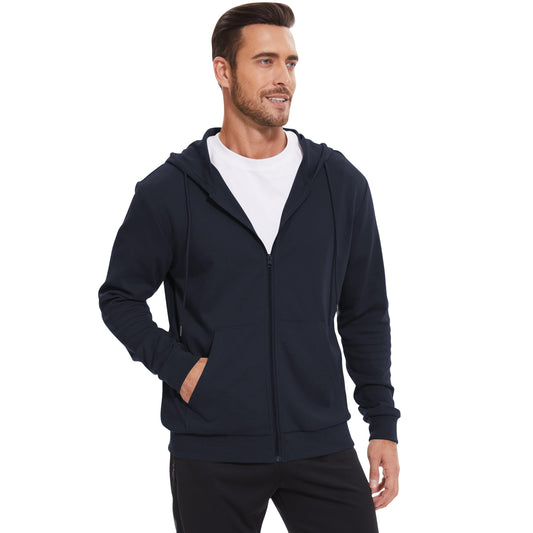 LETAOTAO Lightweight Hoodie Men Zip Up Hooded Sweatshirt Thin Slim Fit Jacket Available in Regular & Tall Sizes（Navy，Tall-XL）