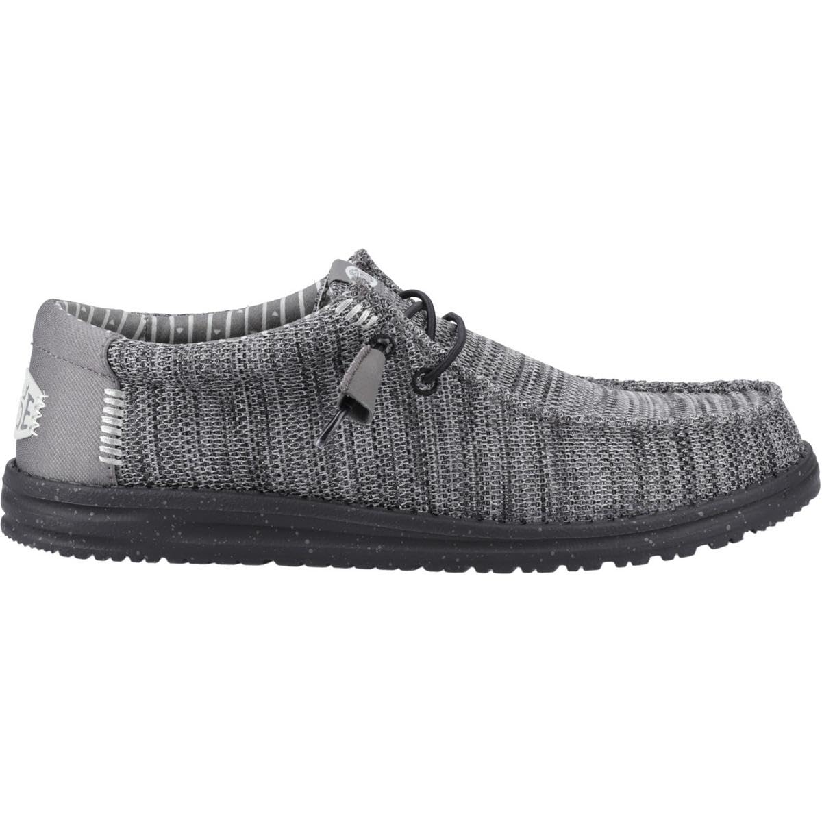 HEYDUDE Wally Stretch Sox Granite Grey/Black Size 14, Men’s Shoes, Slip-on Loafers, Comfortable & Light-Weight