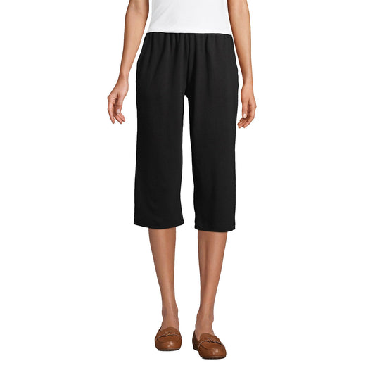 Lands' End Women s Sport Knit Capri Pants Black Tall Medium