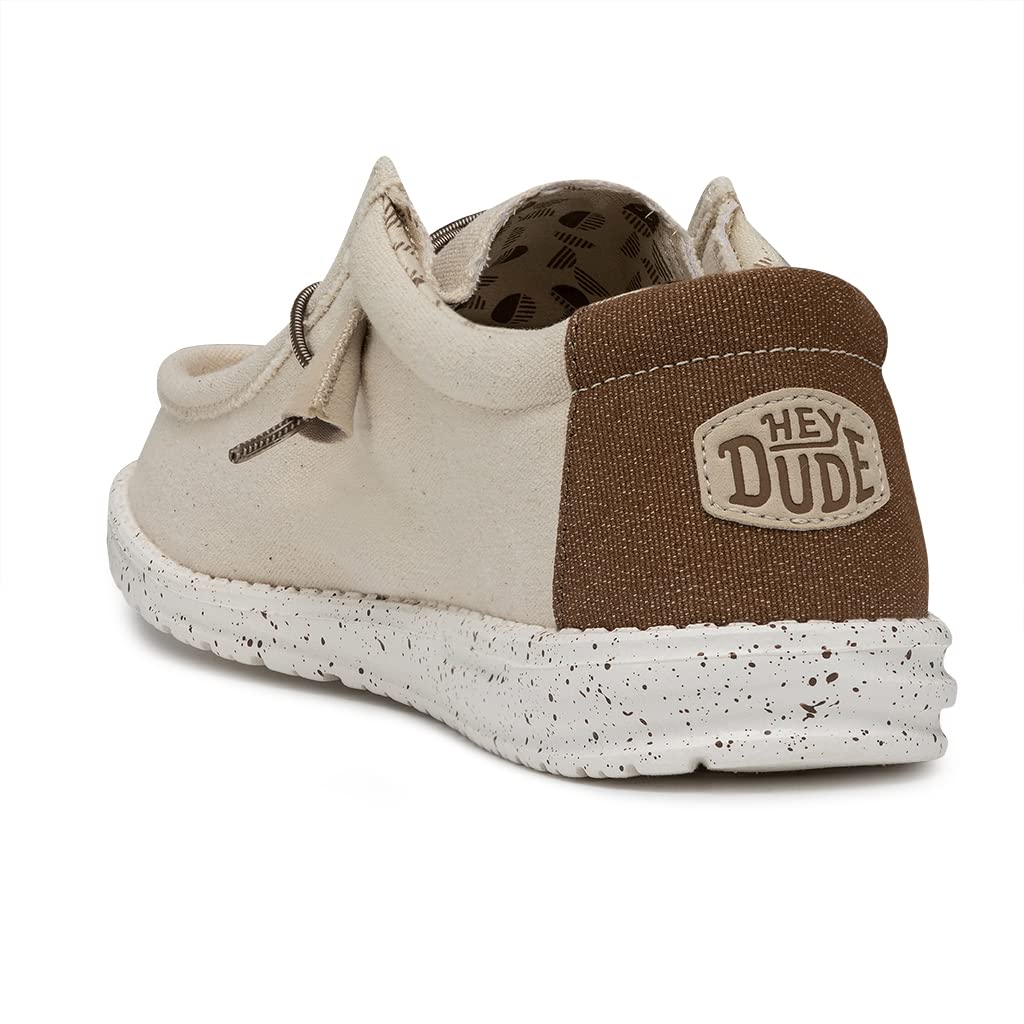 HEYDUDE Men's Wally Stretch Ivory Size 14 | Men’s Shoes | Men's Lace Up Loafers | Comfortable & Light-Weight