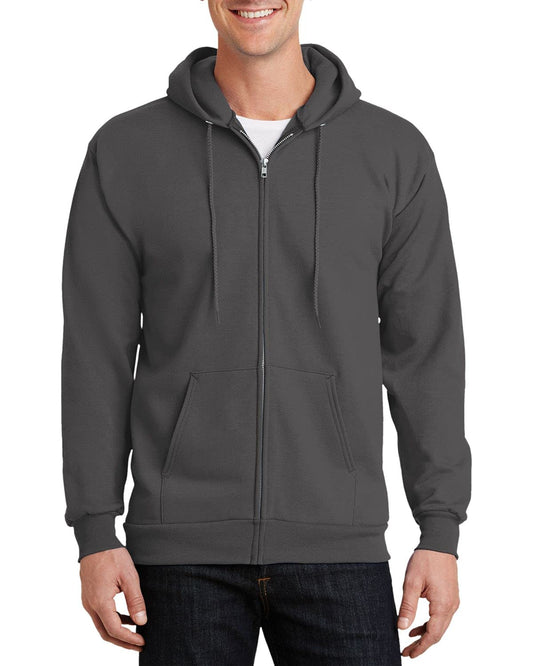JustBlanks Mens Long Sleeve Hooded Sweatshirt Heavyweight Full-Zip Fleece Hoodie Sweatshirt for Men - Charcoal - XLT