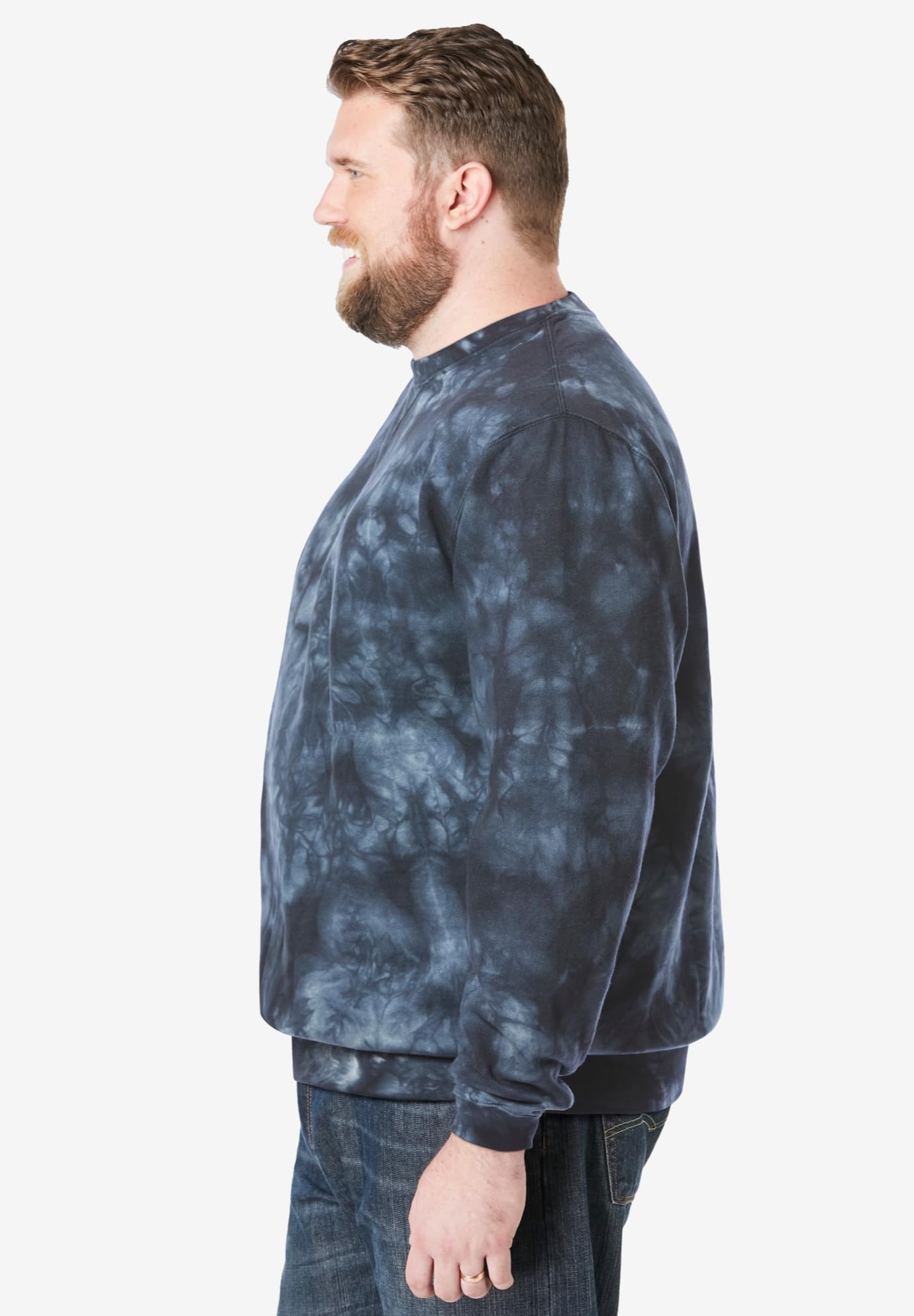 KingSize Men's Big & Tall Fleece Crewneck Sweatshirt - 4XL, Navy Marble
