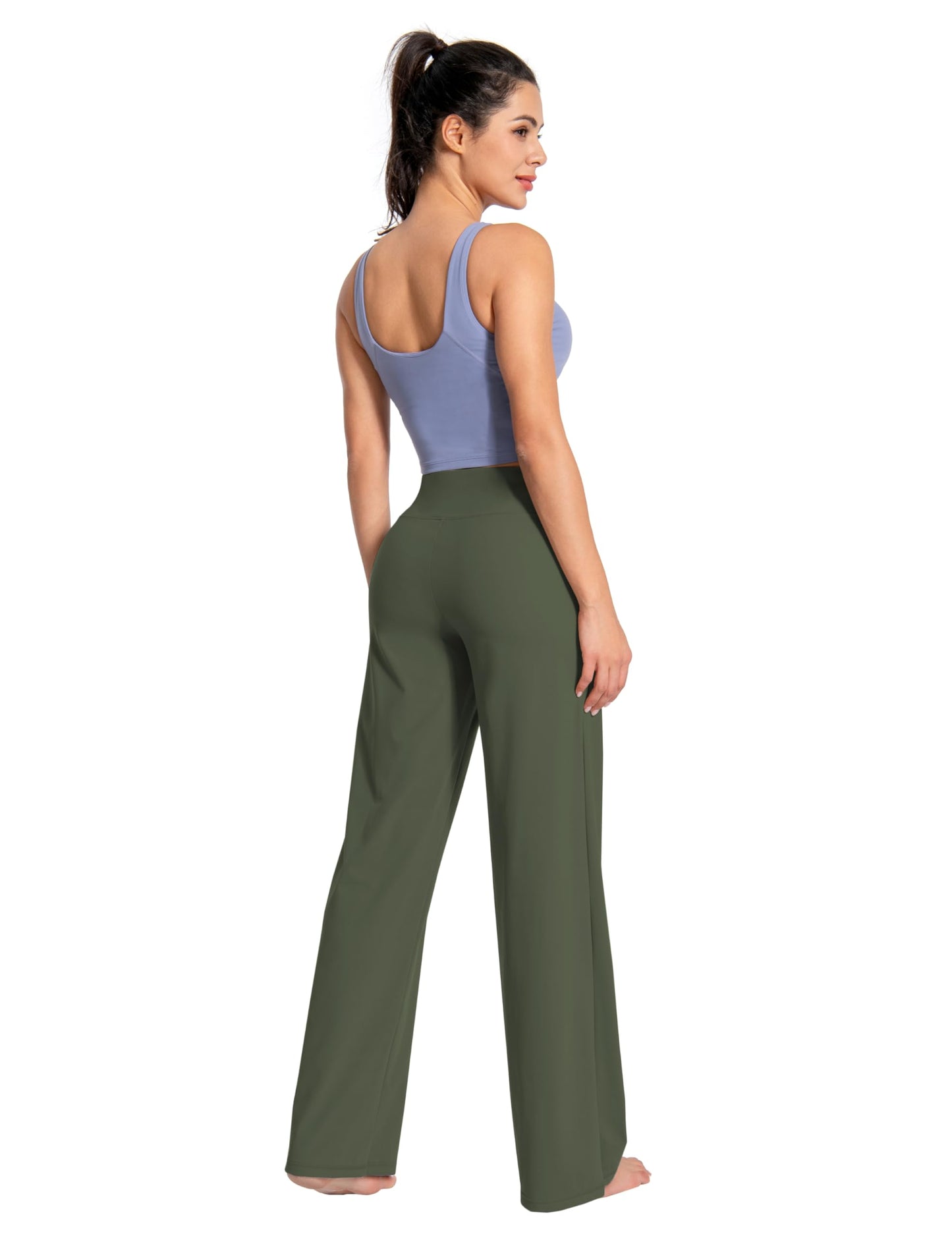 BUBBLELIME 29"/31"/33"/35"/37" Women's Wide Legs Yoga Pants Loose Lounge Sweatpants - Wide Legs_Green M_35" Inseam