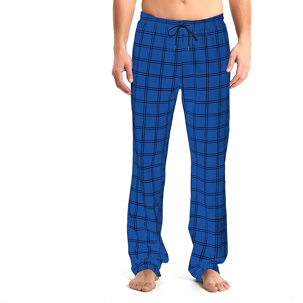 Idtswch Mens Tall Pajama Pants 38" Inseam Plaid Lounge Pants Sleepwear Pajama Bottoms 100% Cotton