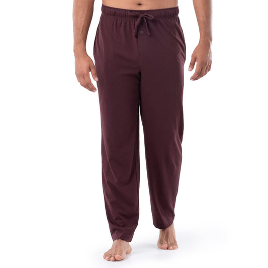 Fruit of the Loom Men's 1-Pack Extended Sizes Jersey Knit Sleep Pant (1 & 2 Packs), Dark Red, X-Large Tall