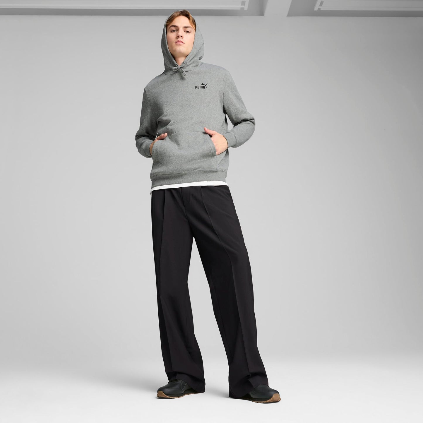 PUMA Men's Tall Size Essentials Small Logo Fleece Hoodie, Medium Gray Heather AH25 - XLT