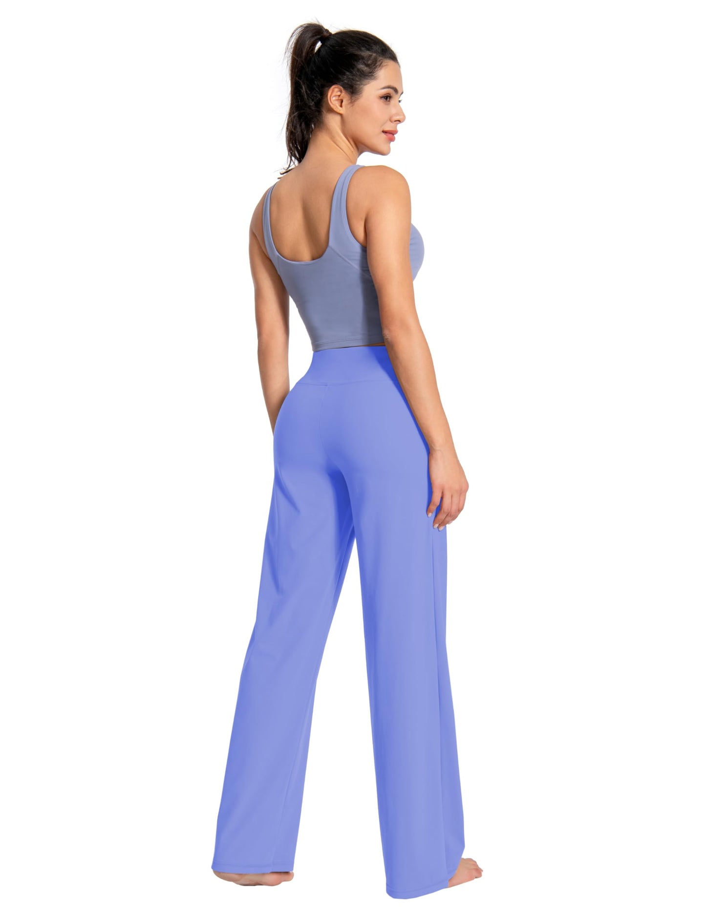 BUBBLELIME 29"/31"/33"/35"/37" Women's Wide Legs Yoga Pants Loose Lounge Sweatpants - Wide Legs_SkyBlue L_35" Inseam